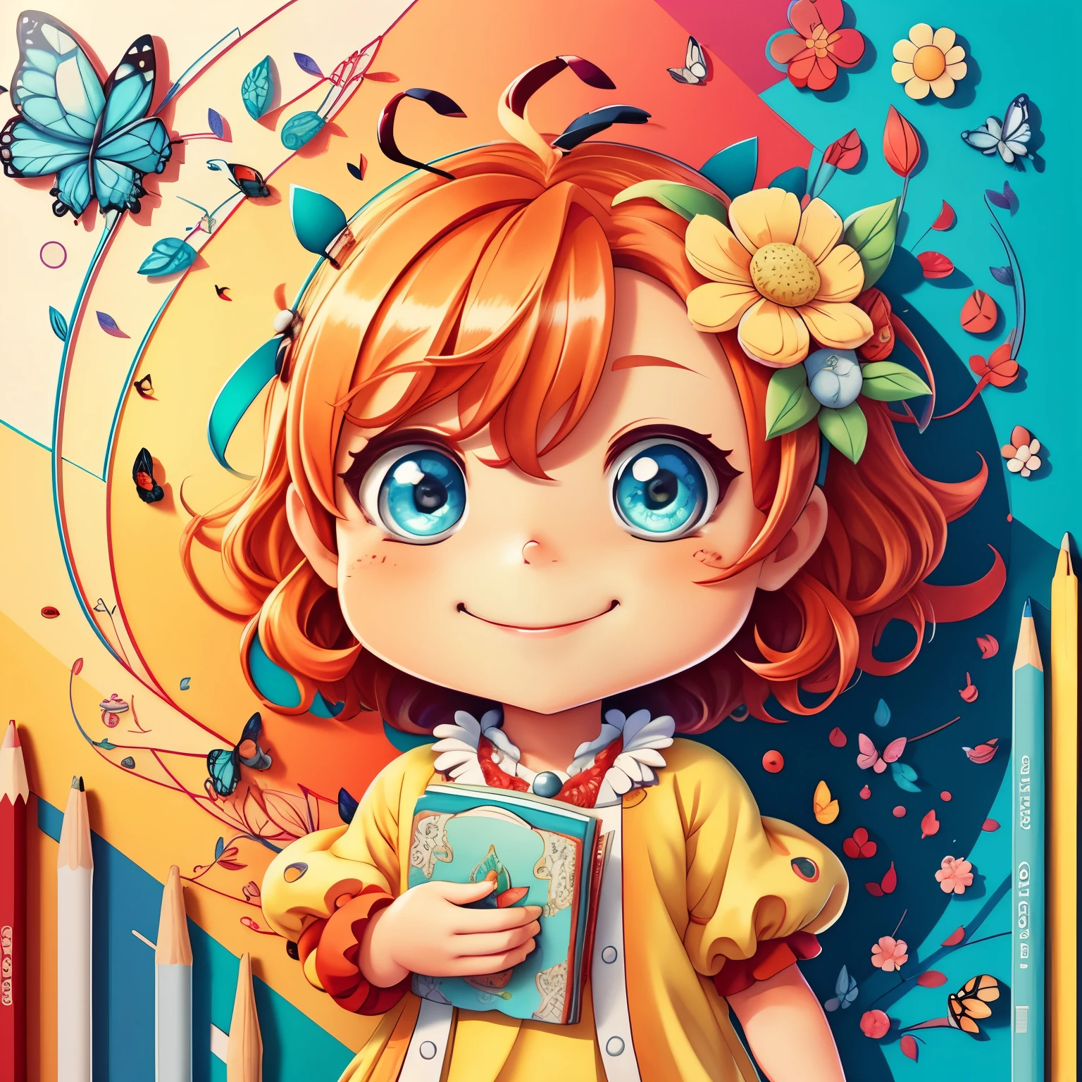 (cute red ladybug smiling with flowers and butterflies), Munchkin ,Geometric multidimensional wall portrait, livro de arte, Tchibi, Yang08k, Beautiful, Colouring, o ,Geometric multidimensional wall portrait, livro de arte, Tchibi,
Yang08k, Beautiful, Colouring,
obras, of the highest quality, best quality, Arte oficial, Beautiful and Aesthetic,