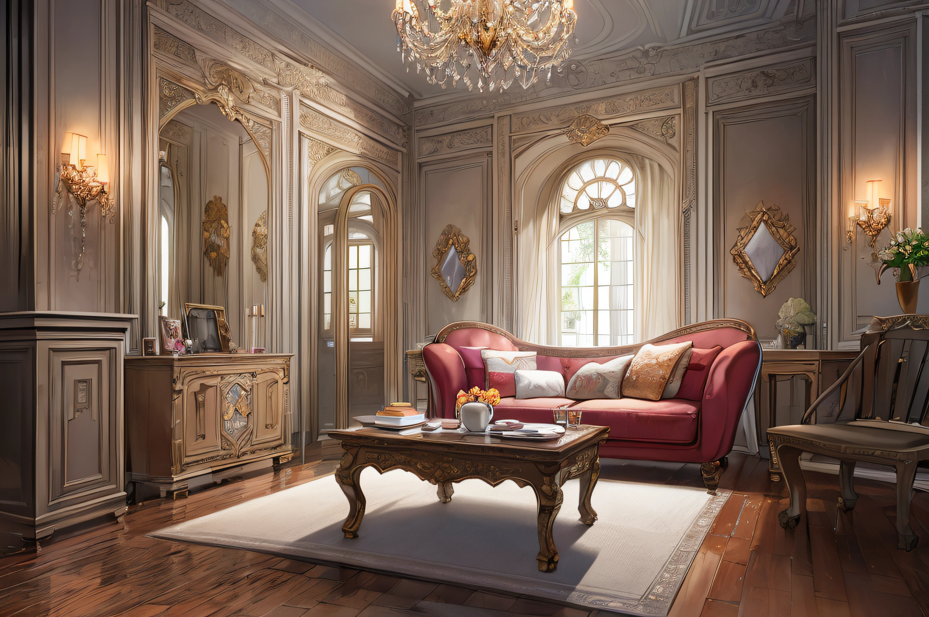Ultra-detailed, Extremely detailed,masutepiece,(Best Quality),(Super Detail),(Very delicate and beautiful),((Luxury Mansion,Antique style)),Indoor,Gorgeous furniture,Luxury,Office