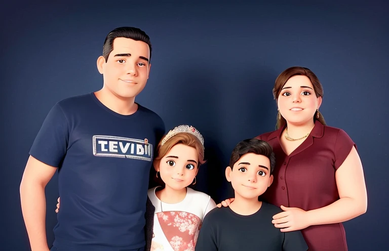 There are two adults and a boy and a girl posing for a photo, luis nieves sr, lorena avarez, Karla Ortiz, Retrato de familia, eloy morales, Alex Flores, por Teresa Fasolino, david villegas, andres rios, foto de familia, por Tom La Padula, Alex Miranda, james zapata, by Glòria Muñoz