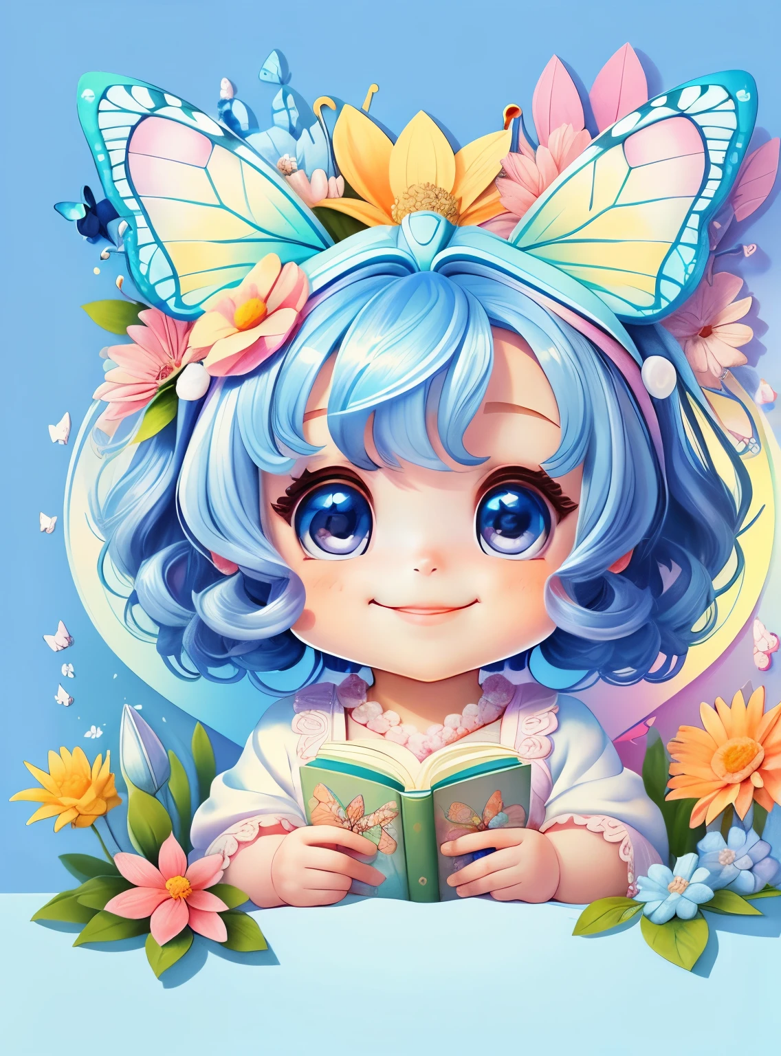 (cute butterfly smiling with flowers) Munchkin, Geometric multidimensional wall portrait, livro de arte, Tchibi,
Yang08k, Beautiful, Colouring,
Obras, of the highest quality, best quality, Arte Oficial, Beautiful and Aesthetic,