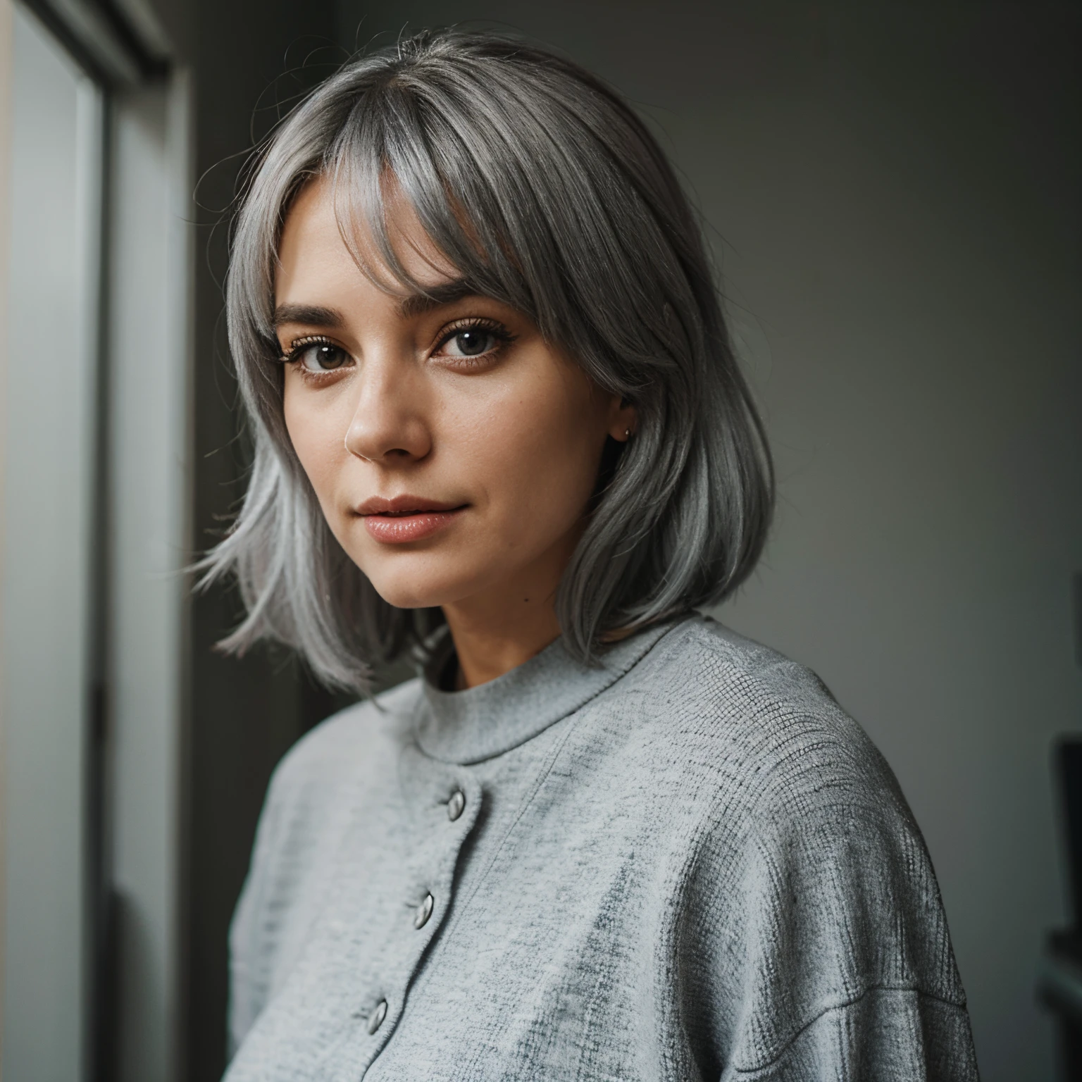 Grey haired woman