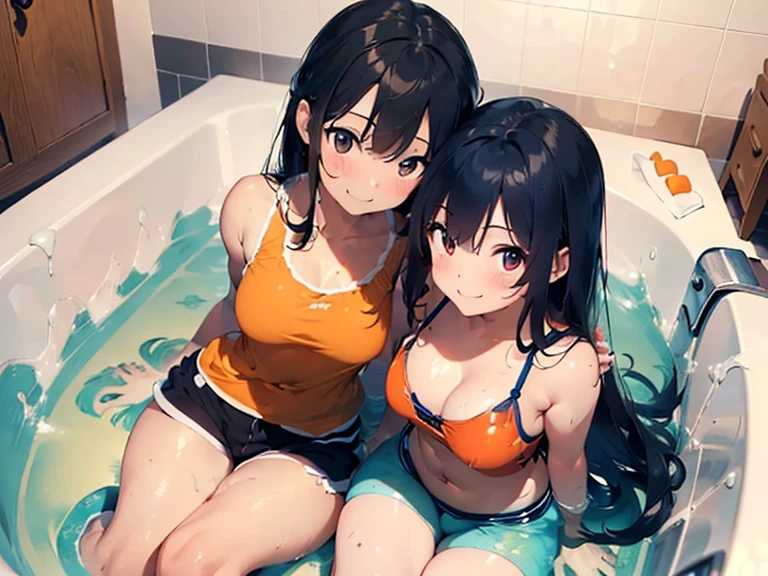 Beauty mother-in-law　Black Hair　Mother and daughter have beautiful breasts　bath