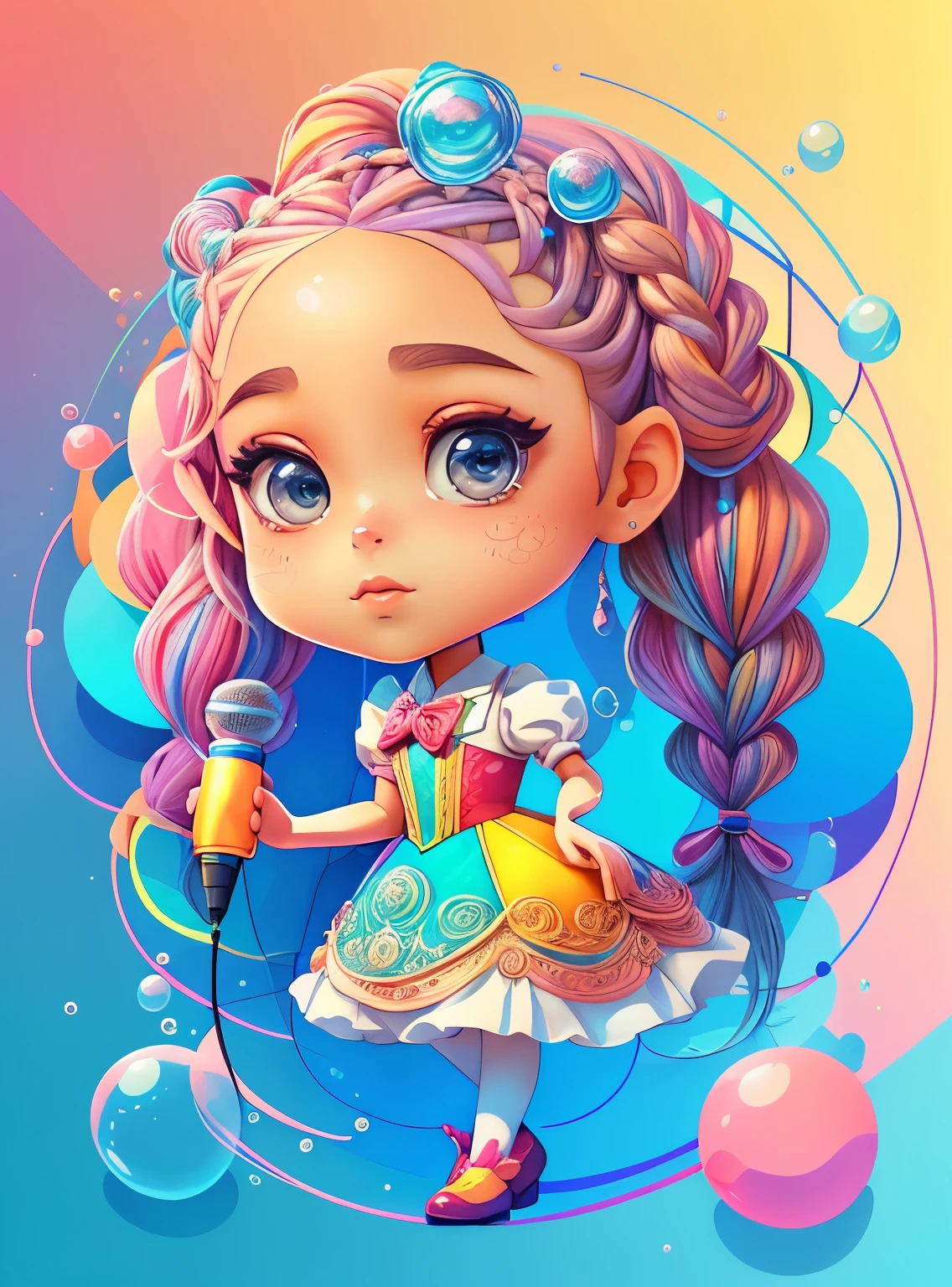 ((cute girl with braids singing holding a microphone, bubbles and musical notes)) - Criador: Walt Disney2023) ), ,, ( Walt Disney acolchoamento ,multidimensional geometric wall PORTRAIT, arte, Chibi,
Yang08k, lindo, Colouring,Rose
Primary works, qualidade superior, melhor qualidade, Arte Oficial, Beautiful and Aesthetic,)) ), ,, Walt Disney acolchoamento ,multidimensional geometric wall PORTRAIT, arte, Chibi,
Yang08k, lindo, (Colouring, rosa), amarelo ,azul ,vermelho e branco)
Primary works, qualidade superior, melhor qualidade, Arte Oficial, Beautiful and Aesthetic,
