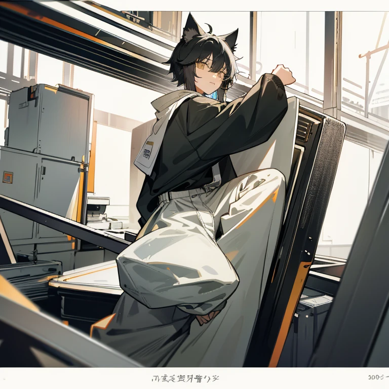 Cat boy in baggy clothes