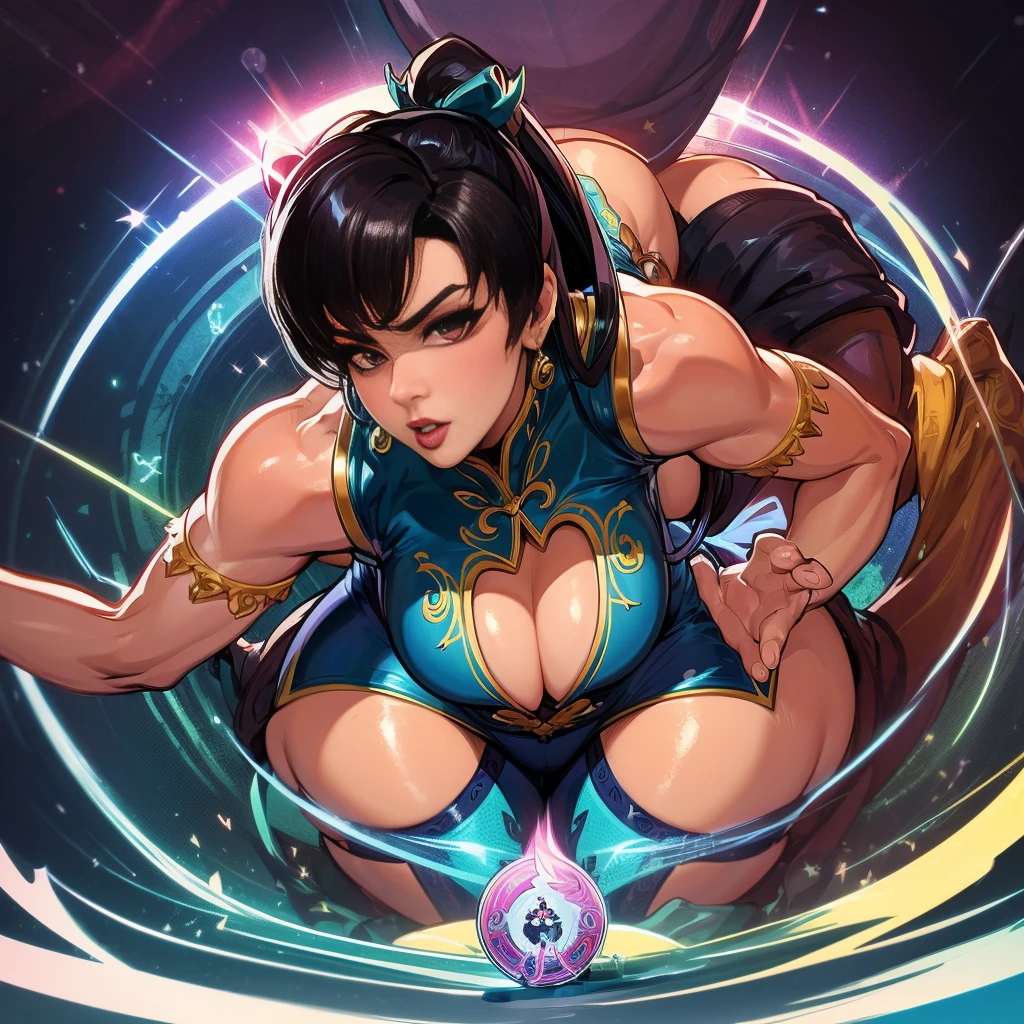 gran trasero, afromericana, hermosa, labios gruesos, voluminoso trasero, delgada, , pechos grandes y trasero enorme, thicc , voluminosa, gran cuerpo, ojos hermosos, milf, pin up, sticker, chunli, alta resolucion, pose con pespectiva, vista posterior