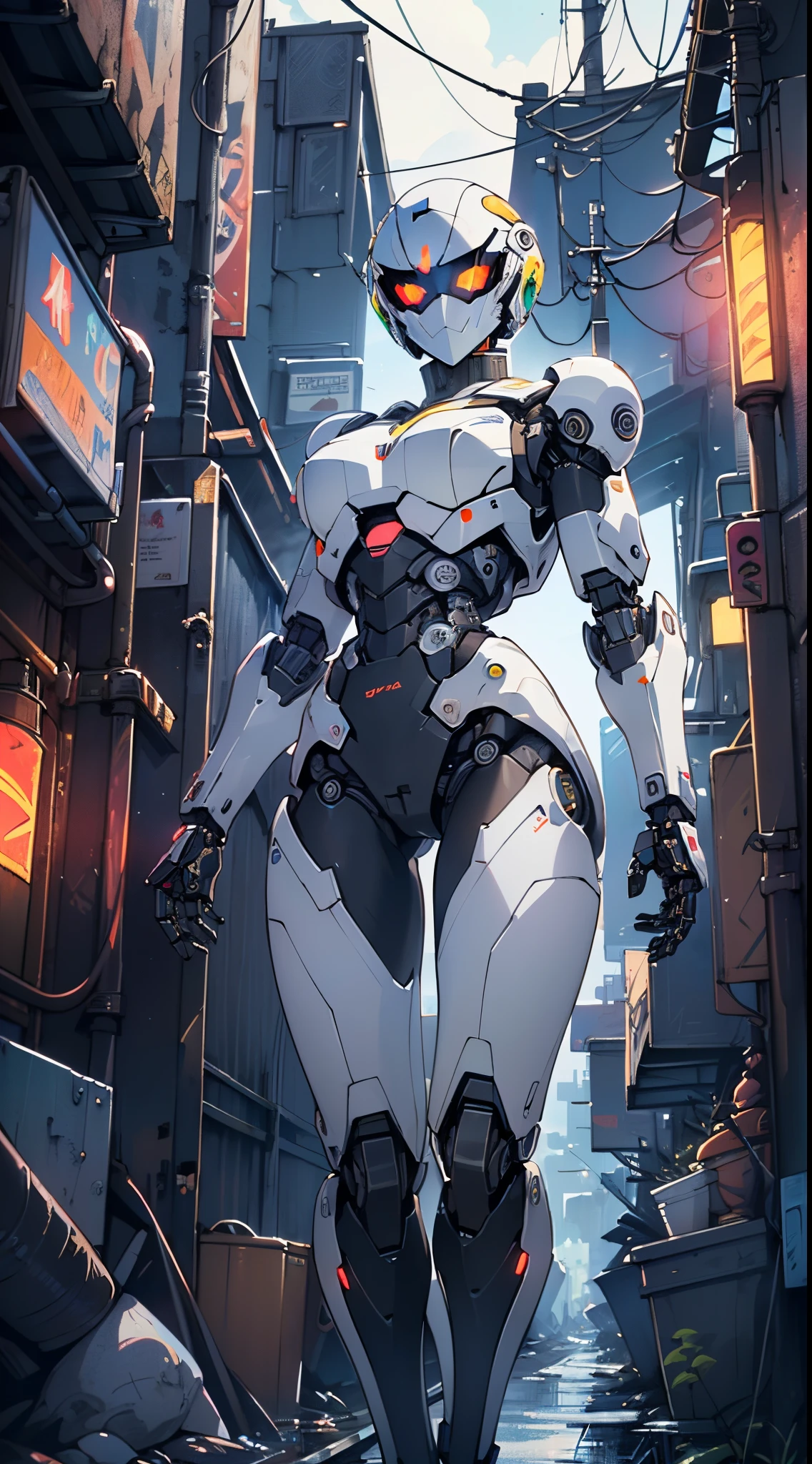 (((girl robot))),assaultron, itrobo2022, 1girl,robot,humanoid robot,robot joints,joints,black robot helmet,black armor,head-mounted display,humanoid robot,white robot joints,one-eyed,white joints,no humans,((black armor)),wide hips,curvy,mechanical arms,crotch plate,science fiction,post-apocalypse,outside,large breasts:1.4,(very long legs:1.4),
reelmech,cyborg girl,(cyborg girl:1.5),android,((mechanical robot girl)),
(((doll))),((((black skin,doll joints:1.5,mechanical hands:1.5,black armored dress,tesla coils,mechanical doll:1.5,Body of a machine,black metallic skin,ball joint,cyborg:1.5,robotic parts,robot)))),(Mechanical joints: 1.4,Mechanical limbs),mecha armor suit, full face armor, full body armor,
lot of rgb,(spider lower abdomen),
(nsfw),
motorcycle black helmet,(wearing head-mounted display that is chunky and hi-tech with neon lights:1.2),corporate logos,complete black helmet,no face,black body,black skin,black robotic body,((((technological face mask,Cybernetic_Jawless, black mask)))),
(dynamic pose:1.0),solo focus,embarrassed,(centered,scale to fit dimensions,Rule of thirds),
cyberpunk city by the ocean at night, with bright neon signs and dark stormy clouds and puddles, scenery:1.25,nighttime, starry night, cosmos,Very dark night that makes the neon lights stand out, very bright neon lights,nighttime, starry night, cosmos,
highres, sharp focus, (ultra detailed, extremely detailed), (photorealistic artwork:1.37),(extremely detailed CG unity 8k wallpaper),((synthwave background theme)),(((vibrant colors))),(intricate background),(masterpiece),(best quality),