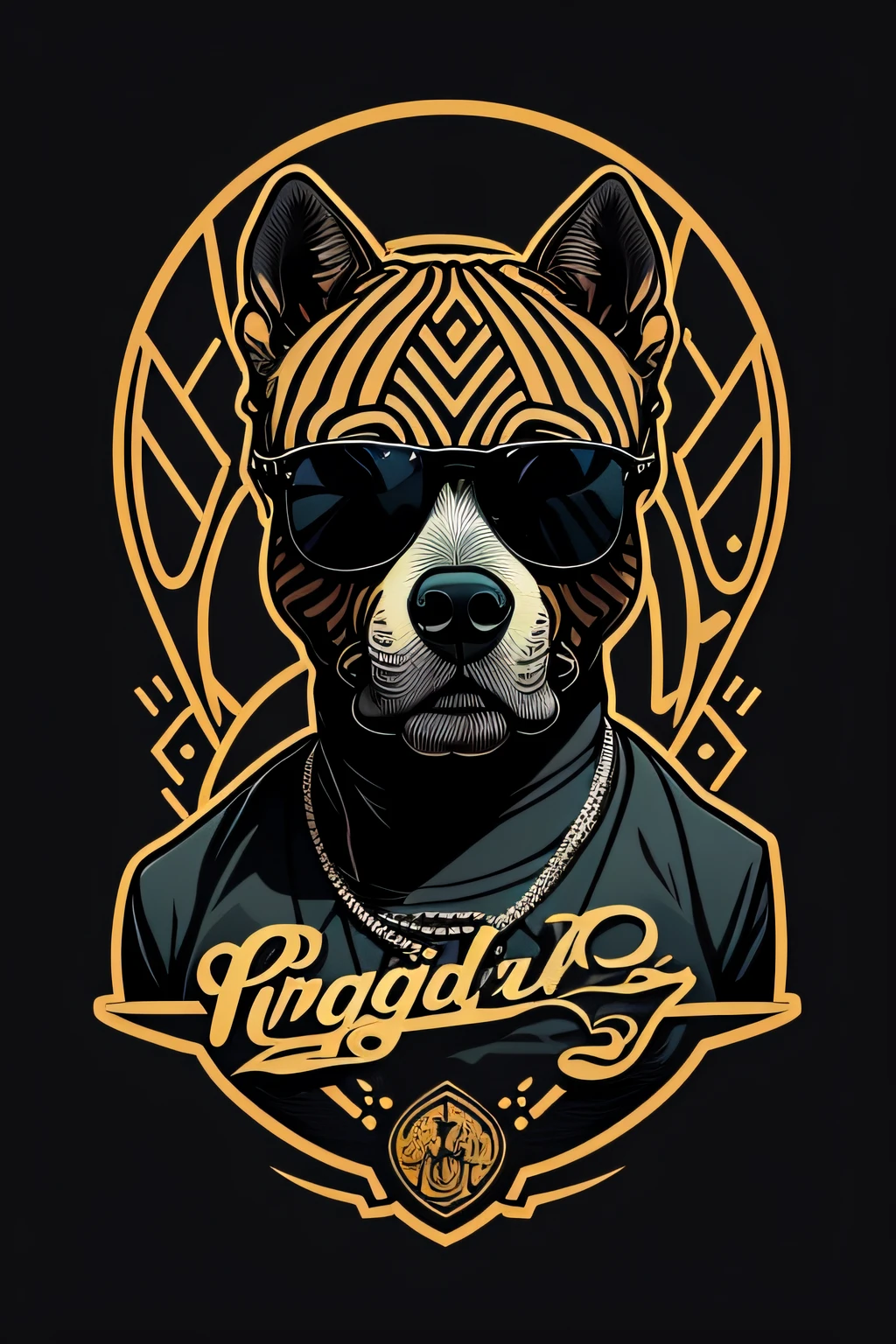 /imagine prompt: pitbul dog illustration for a sticker with a black background, em estilo de contorno em preto, bordas irregulares, Lixo, sombreamento claro --v 5.2