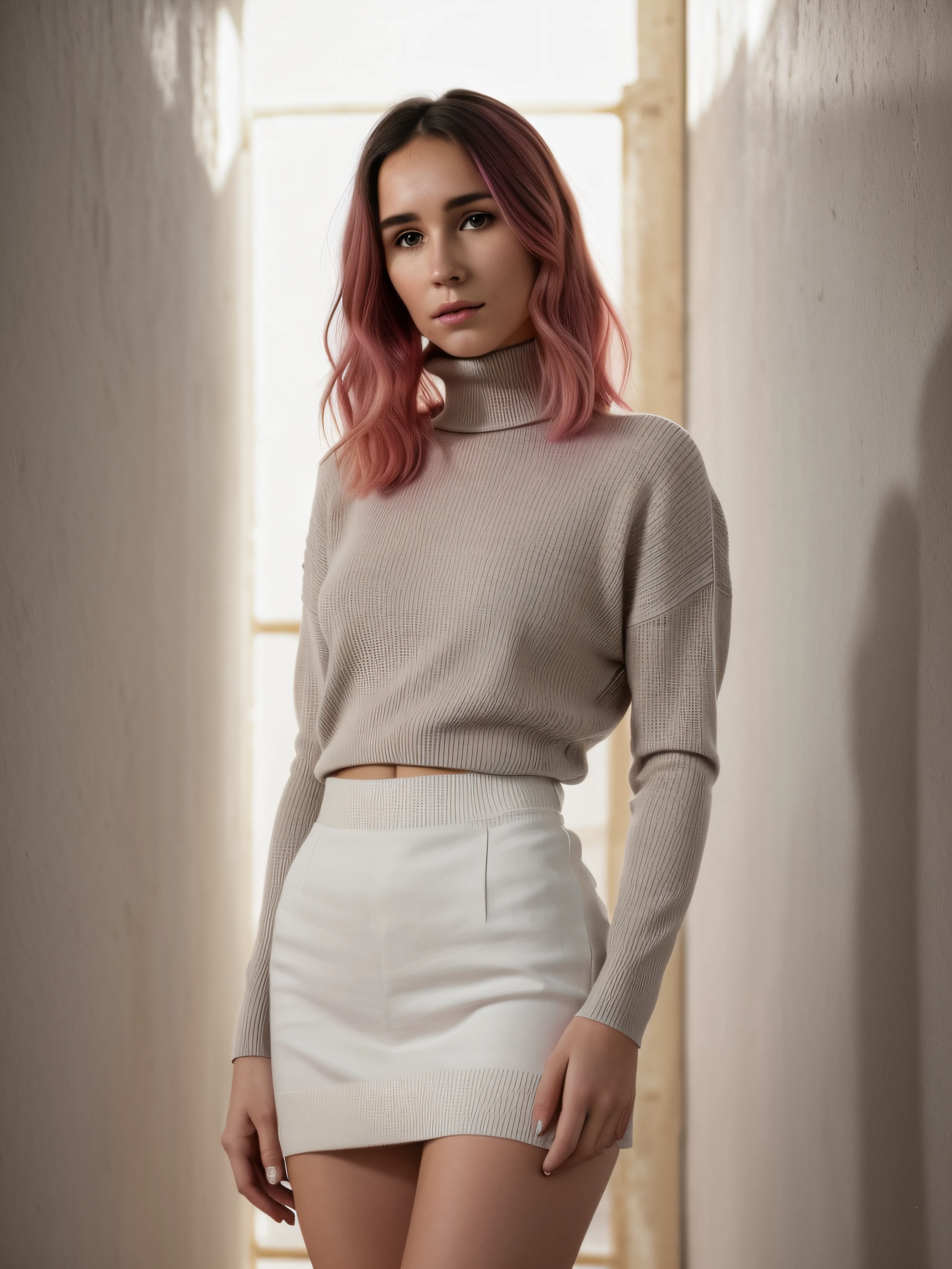 Feitatana pink hair, 1个Giant ?????? Girl, in a turtleneck sweater,, professional, photography of, Outstanding lighting, Impeccably clean, precise, plethora of colors, deep shading, clear, A high resolution, Sharp, artworks, light and shadows, Timeless beauty, Fascinating, artistry, ?????? process, ellegance, complexity, Exquisite, the detail, atmosphere, balancing, Superb, technologies, skillfully capture, Amazing, visual shock, top-quality, Striking, Professional grade, aesthetics, flawless perfection, excellence, Impeccable, attention, dynamic, Evocative, Meticulous, Depth-of-fie, vibrancy, Master's course, Thrilling, awe-inspiring, k hd, Tempting, enchanting, textur, Book Review, Fascinating, Cinematic, elite, artistry.