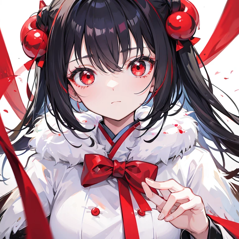 White fur with red spots here and there、red eyes、Girl about 5 、toddlers