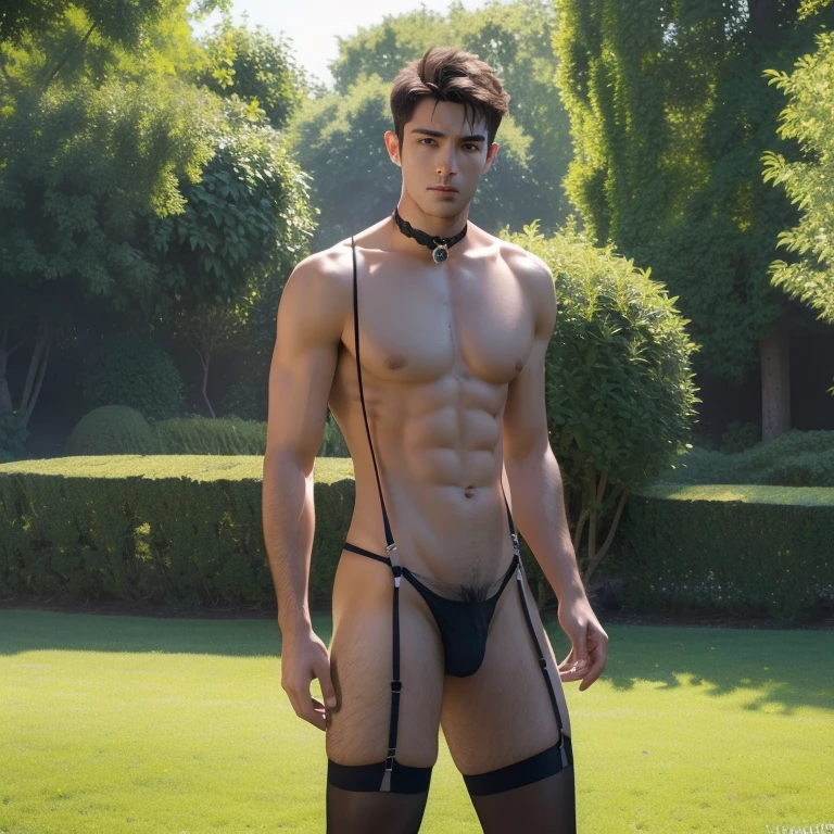 (morning:1.2), ((sexy slutty whore)) ,Gay,(((very thigh micro string Thong))),Bulge,fortitude,(In the park), public space, outdoor,((tight Black stockings)),((sexy tight Suspenders)),liquids , k hd,artwork of a pornographic,underdressing , masculine characteristics , (((photorealistic))) , ((real men)) , nsfw , ((ultra realistic)) , (hyper realistic) , ((shirtless)),((pubic hair)) , full body, (only male) , (only men) , ((hairy chest), (super sexy men) ,(unreal engine) , (octane render , ultra-realistic , best quality , highly detail painting , super detail , dynamic angle , super-resolution , maxiumum clarity and sharpness , hdr) , (huge hips) , (big nipples), (detail face) , (super sexy) , NSFW,full body shot,,best quality,extremely detailed, extremely detailed wallpaper, high resolution,(extremely detailed CG unity 8k wallpaper),(illustrations:1.3), (masterpiece:1.2),Extremely rich and detailed background,perfect anatomy,Perfect details , (very tight sex choker) , handsome man , ((exhibitionism on garden))
