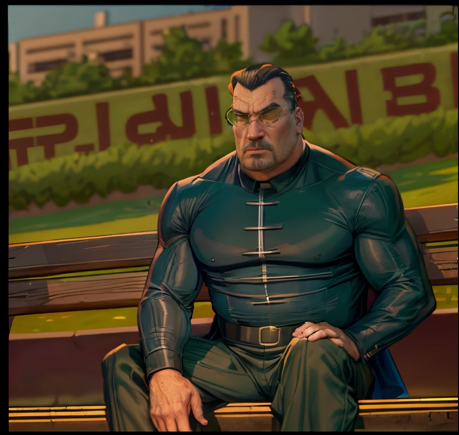 cartoon of a man sitting on a bench with his legs crossed, shrek as neo from the matrix, sad steven seagal in jail cell, reddit meme, steve jobs as hokage, cartoon still, boomhauer, animated still, cartoon image, a very sad man, stalin as superman, internet meme, as the protagonist of gta 5, an evil catholic priest, meme format