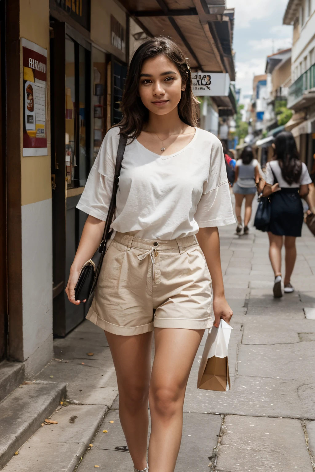 Young Hondurans, perfect face, fashionable, walking down the street with cardboard boxes with the name "ShopSnap" happy about their purchases shot with Sony Alpha a9 II and Sony FE 200-600mm f/5.6-6.3 G OSS lens, natural ligh, hyper realistic photograph, ultra detailed –ar 3:2 –q 2 –s 750