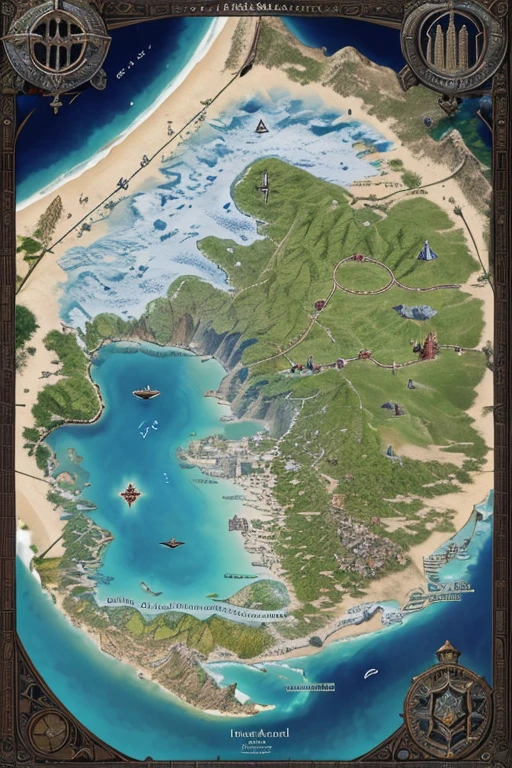 Continent surrounded by seas and beaches, medieval kingdom, ancient fantasy, highly detailed map, Height Map, centralized monument made of stones and runes, with many houses, fauna and flora, bridges, stairs. Isometric camera view, A world of ice around sual, west an arid, enchanted desert, black forest to the north, mountains, 8-bit game, highly detailed official art, perfect world, full body zoom out, The world map of the poket metaverse.
It has an area of 500 meters x 500 meters.