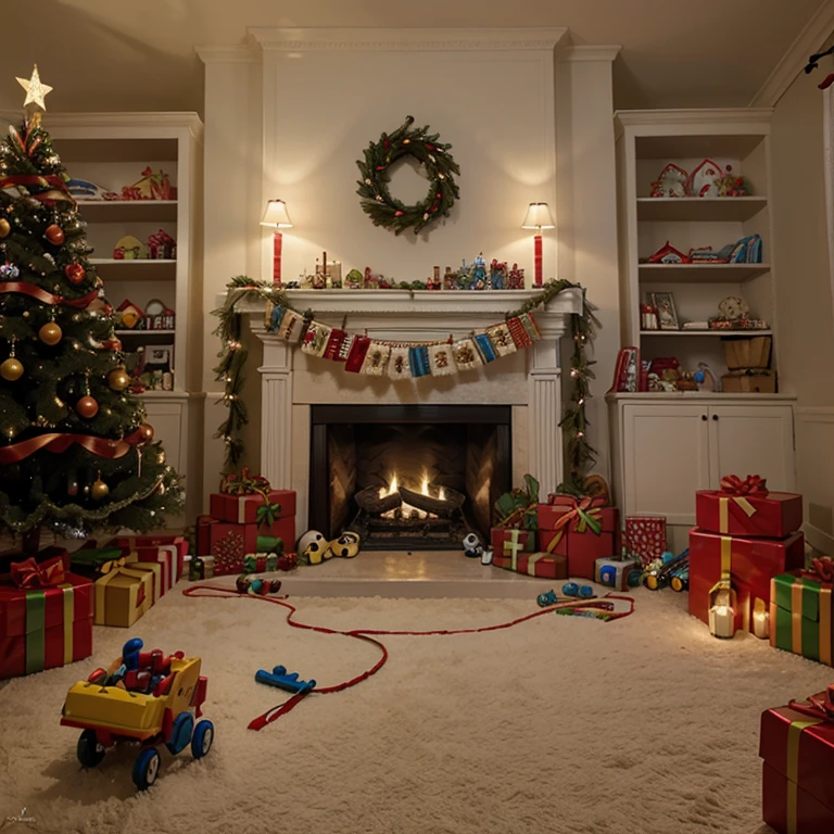 Snuggery,decorated with New Year's toys,village decorated with toys.