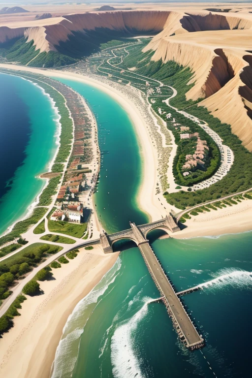 Continente rodeado de mares e praias, reino medieval, fantasia antiga, mapa altamente detalhado, mapa de altura, monumento centralizado feito de pedras e runas, com muitas casas, fauna e flora, Pontes, escada. Camera isometric view, Um mundo ao redor de sual, oeste, an arid desert, floresta negra ao norte, montanhas rochosas a leste, Jogo de 8 bits, arte oficial altamente detalhada, mundo perfeito, Full body reduction, The world map of the wide metaverse has an area of 500 meters x 500 meters.