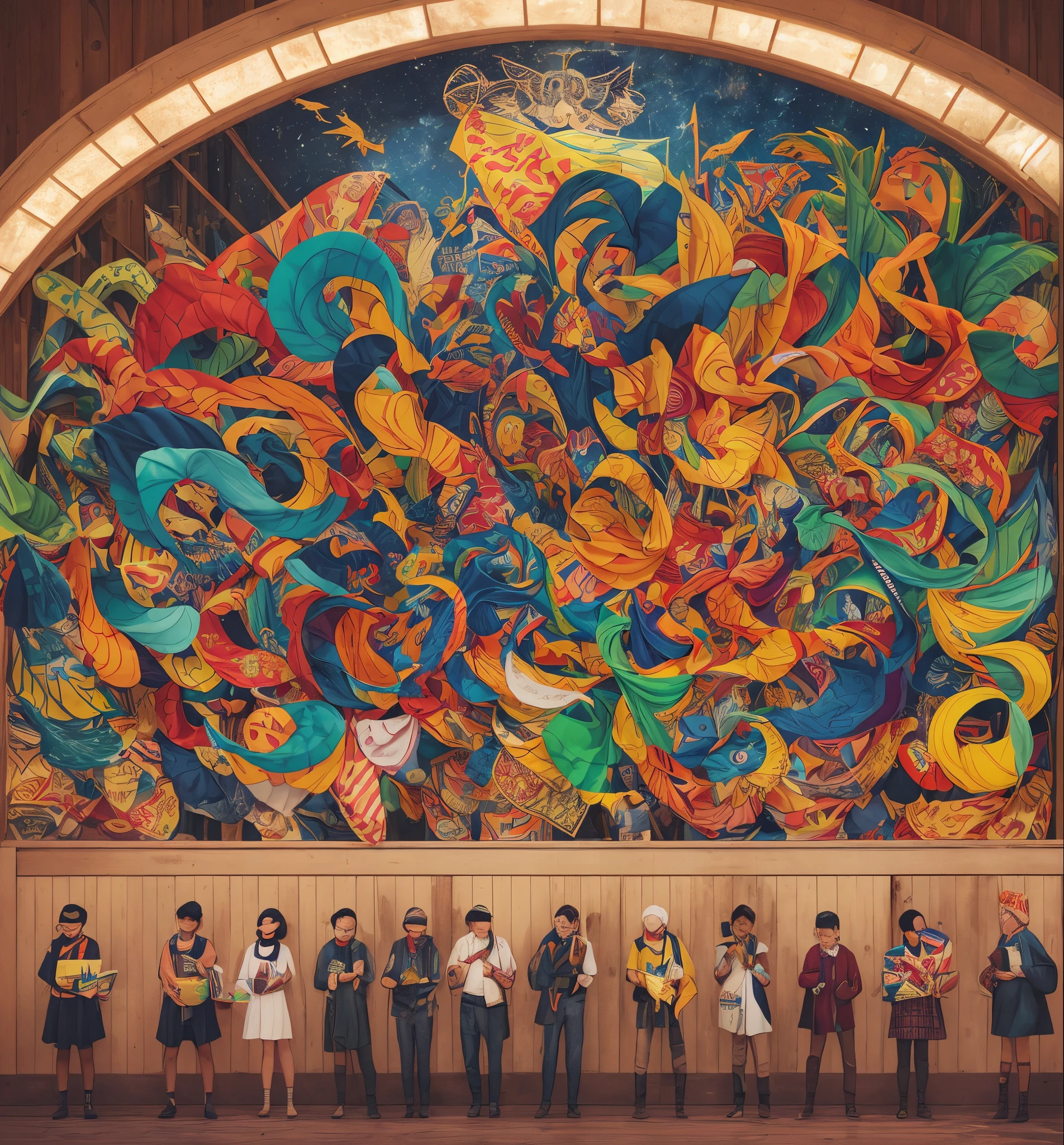 children of various ethnicities, preaching to the world, various flags from all countries around them, holding bibles, in the style of pixar/disney --auto --s2