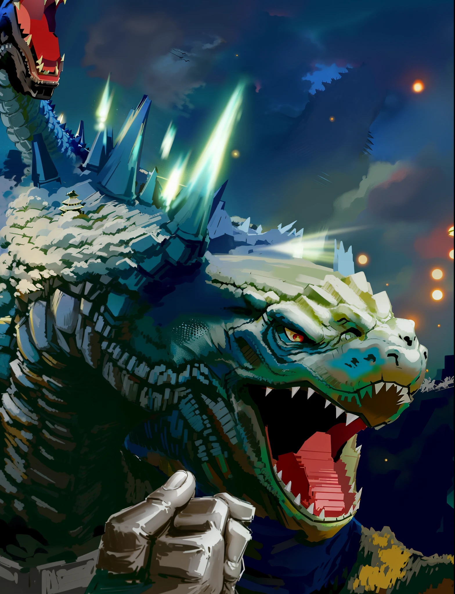 Godzilla is a very large creature with a very long length, Trex de Godzilla (2014), Kaïju, Godzilla, Jormungandr, Le roi Ghidorah, Monster dragon giant Kaiju, Kaiju-Eiga, Roshan, dinosaures et Godzilla, Tom Cruise contre un dinosaure carnivore, Godzilla contre MechaGodzilla