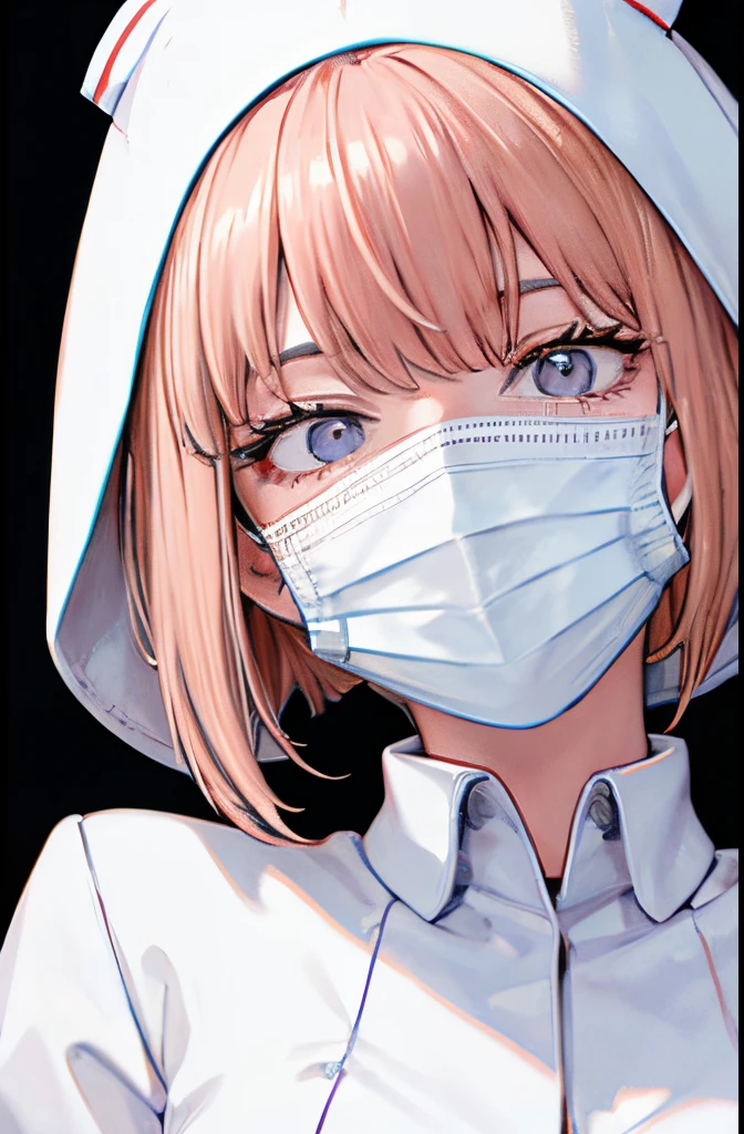 Dentist Woman、Look into the face、Angle from below、pov,Manteau blanc、nurse's outfit、masks、treat