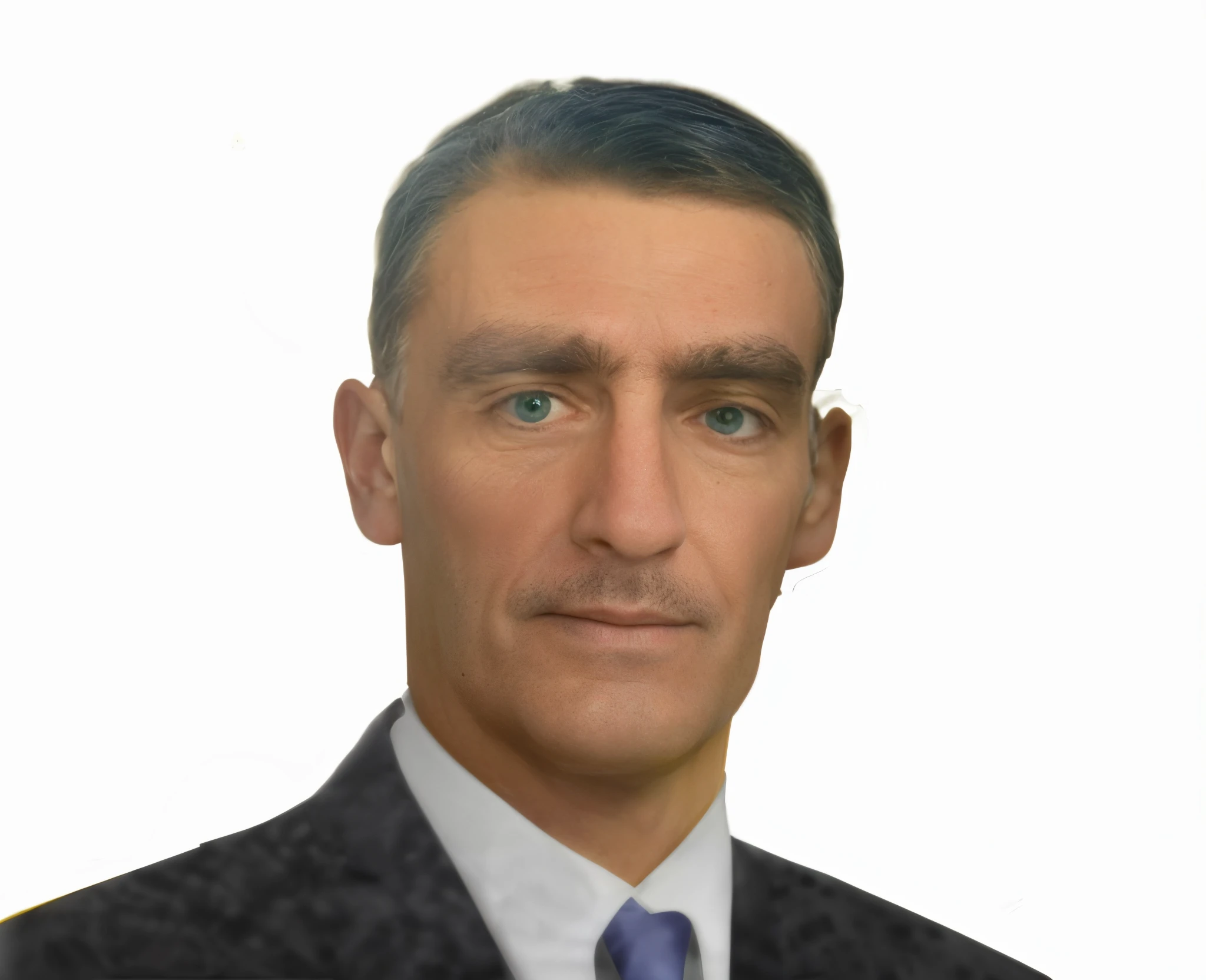 tem um homem de terno e gravata posando para uma foto, d. B. Tanoeiro, pintado digitalmente, imagem profissional, Retrato NFT, rendering of close up portrait, retrato de alta qualidade, Uma imagem gerada por IA, rosto realisticamente renderizado, rosto restaurado realista, imagem do avatar, inspired by Adolf Ulric Wertmüller, head portrait