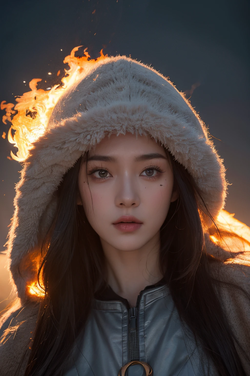Beautiful priestess face and body made of ash clouds and burning rain clouds, Mark Mann (Mark Mann) Great for thermal photography, ample, albrecht durer, ample, soft wet color, intricately details, fiery, smokes, The beautiful, Cloudy, Fluffy, static charge, sacrum portrait, Artistic masterpieces from leaders in real-time engineering