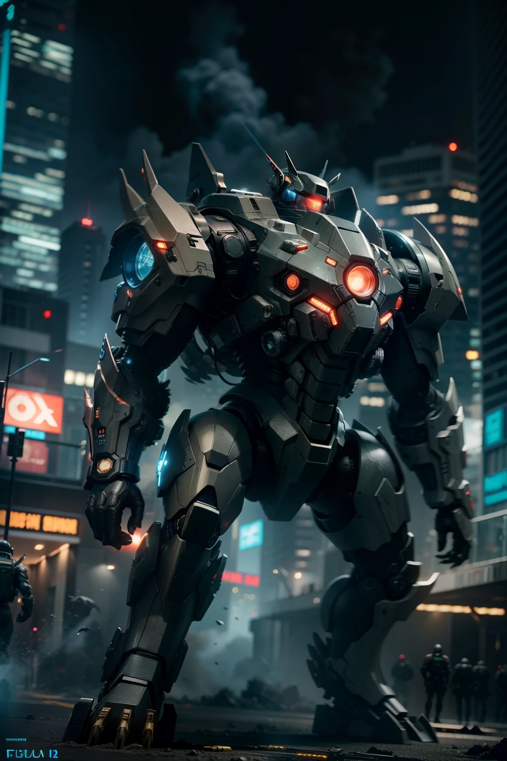 Pacific Rim, Kaiju Invasion Alert, Global Defense Forces Mobilized, Tecnologia futurista, cor preta, Estilo fotorrealista, capturado com uma Fujifilm X-T20 e uma lente de 35mm, bright emergency lights, ambiente da base militar.