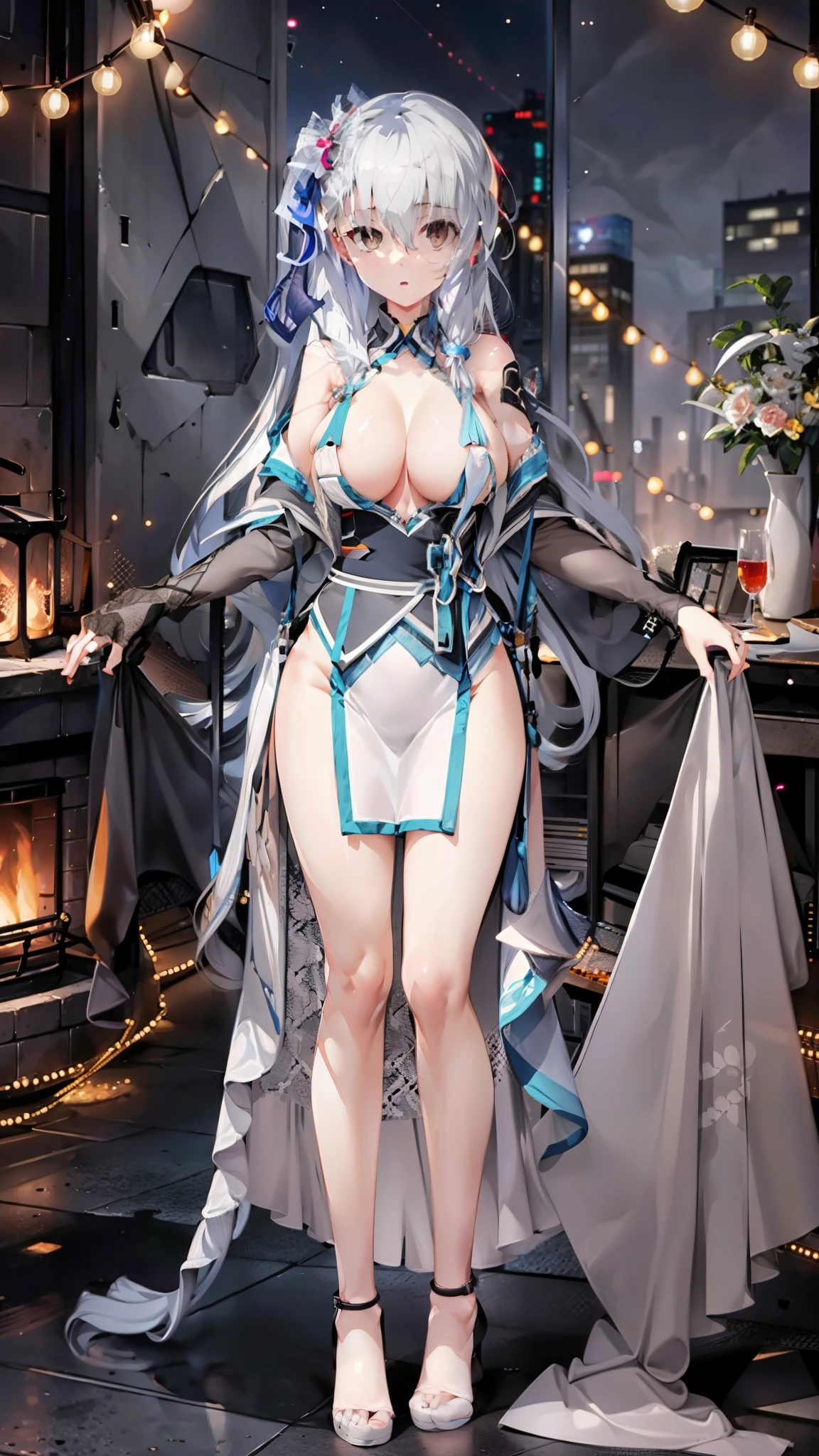 gorgeous gray hair,age wife,Bigchest,Real-time 2D images