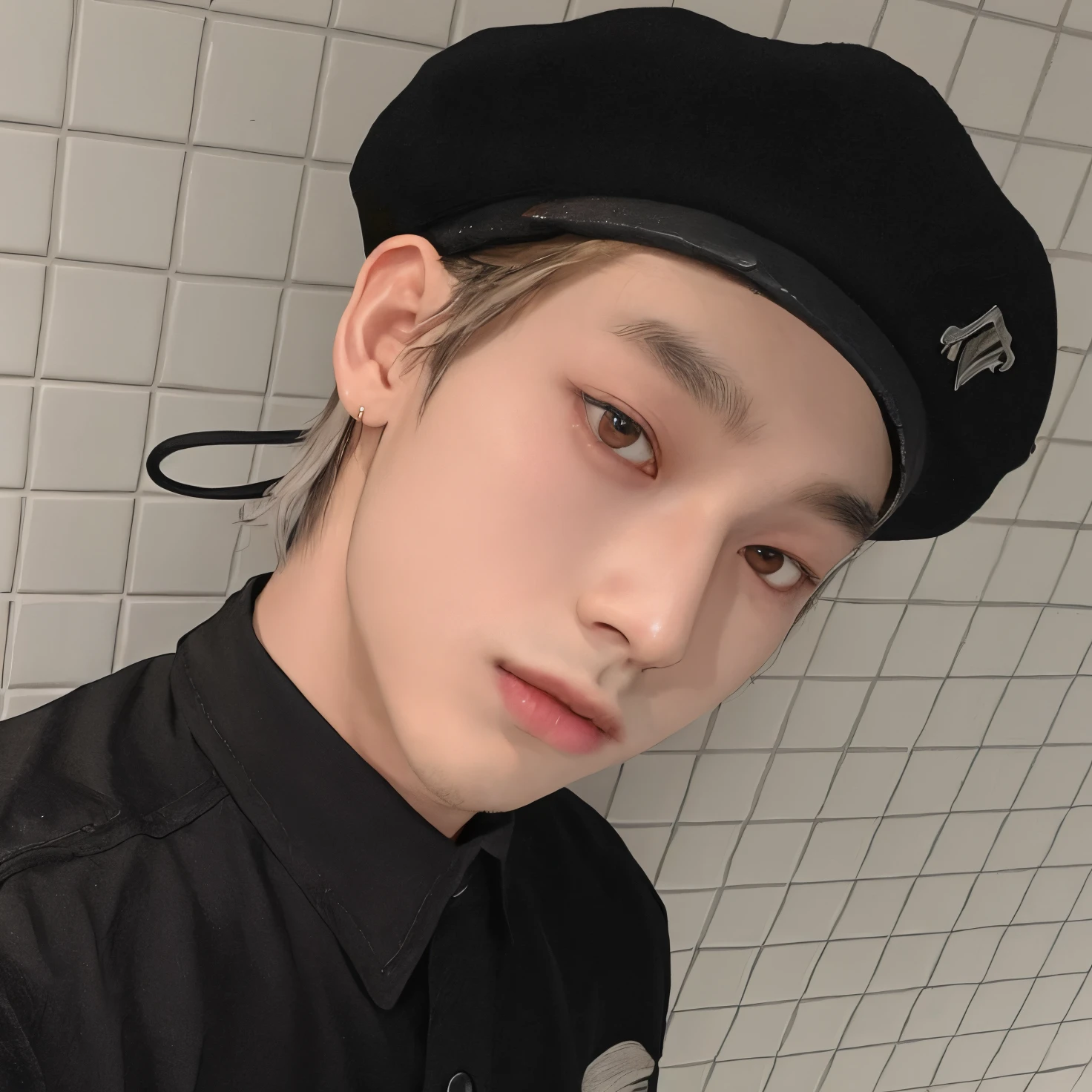 there is a young man wearing a black hat and a black shirt, Jung Jaehyun, Kim Doyoung, Cai Xukun, jossi do blackpink, Hyung Tae, Jinyoung Canela, Ulzzang macho, Retrato de Jossi de Blackpink, Hong June Hyung, Sakimichan, boina preta, wan adorable korean face, Ulzzang, TaeJune Kim