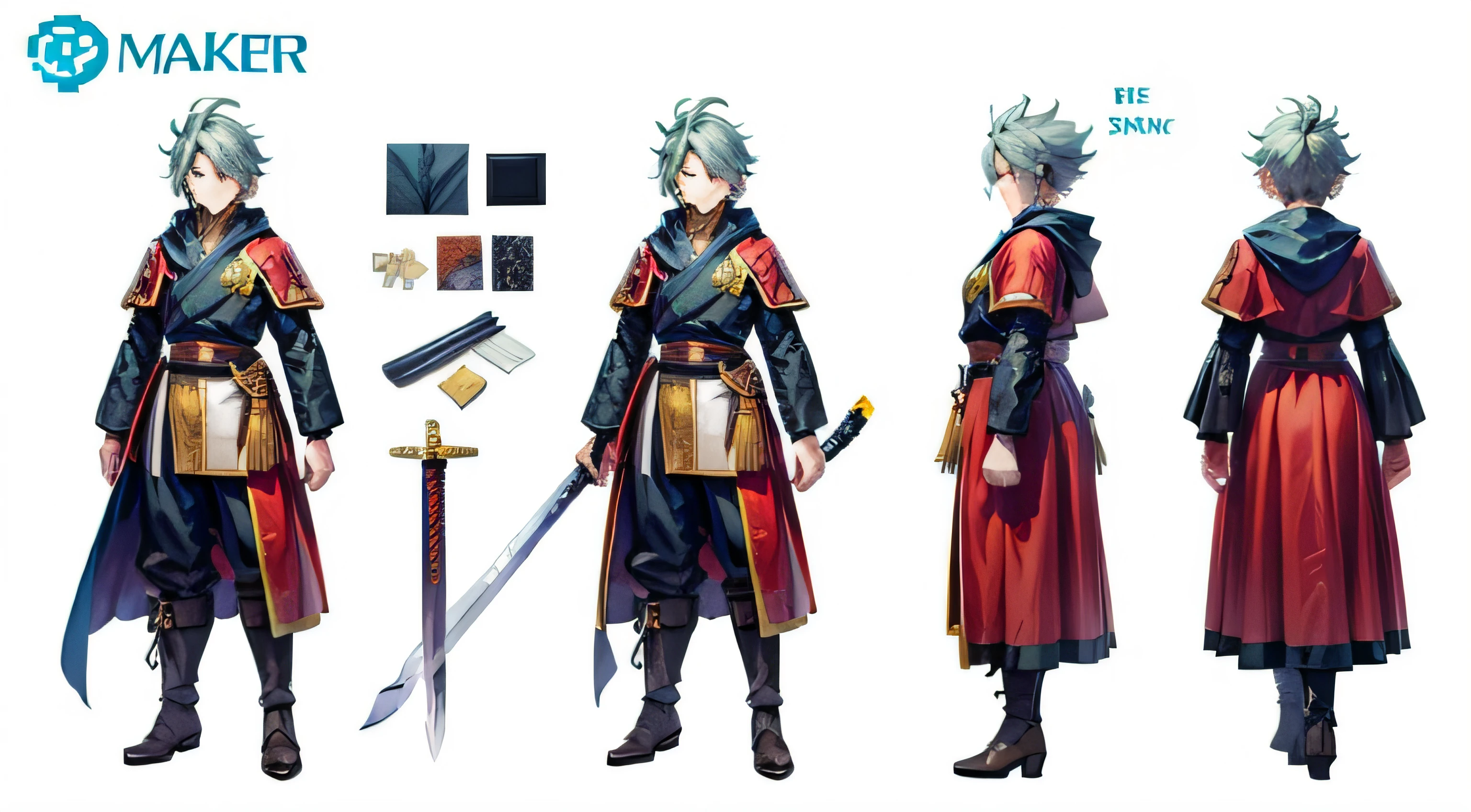 ((rpgmaker)), ((character sprite sheet)), warrior with a sword