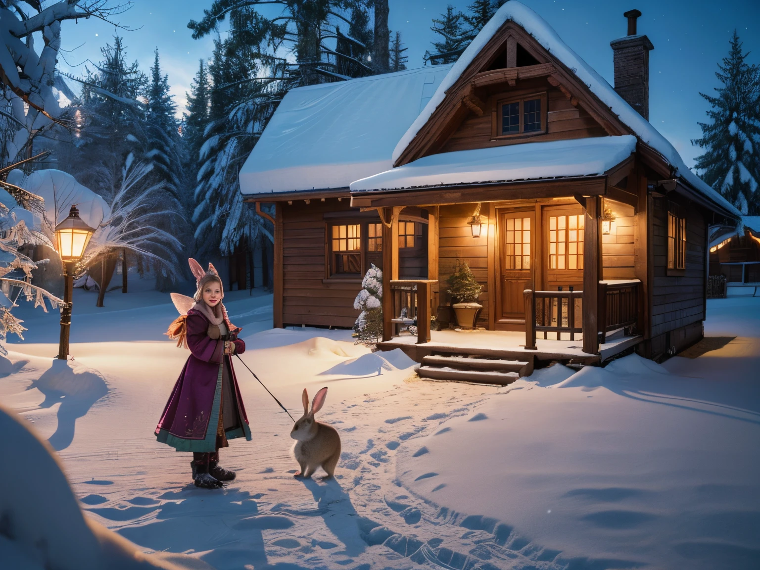 (a beautiful girl in the winter wonderland),(winter scenery),(snow-covered trees),(a frozen lake),(small animals: rabbits, squirrels),(castle of sweets),(bright colors),(soft, warm lighting),(crisp and vibrant details),(painting:1.2),(photorealistic),(HDR),(ultra-detailed),(cozy atmosphere),(delicate snowflakes),(sparkling ice sculptures),(playful and whimsical),(magical),(fairy tale),(dreamlike),(enchanted)