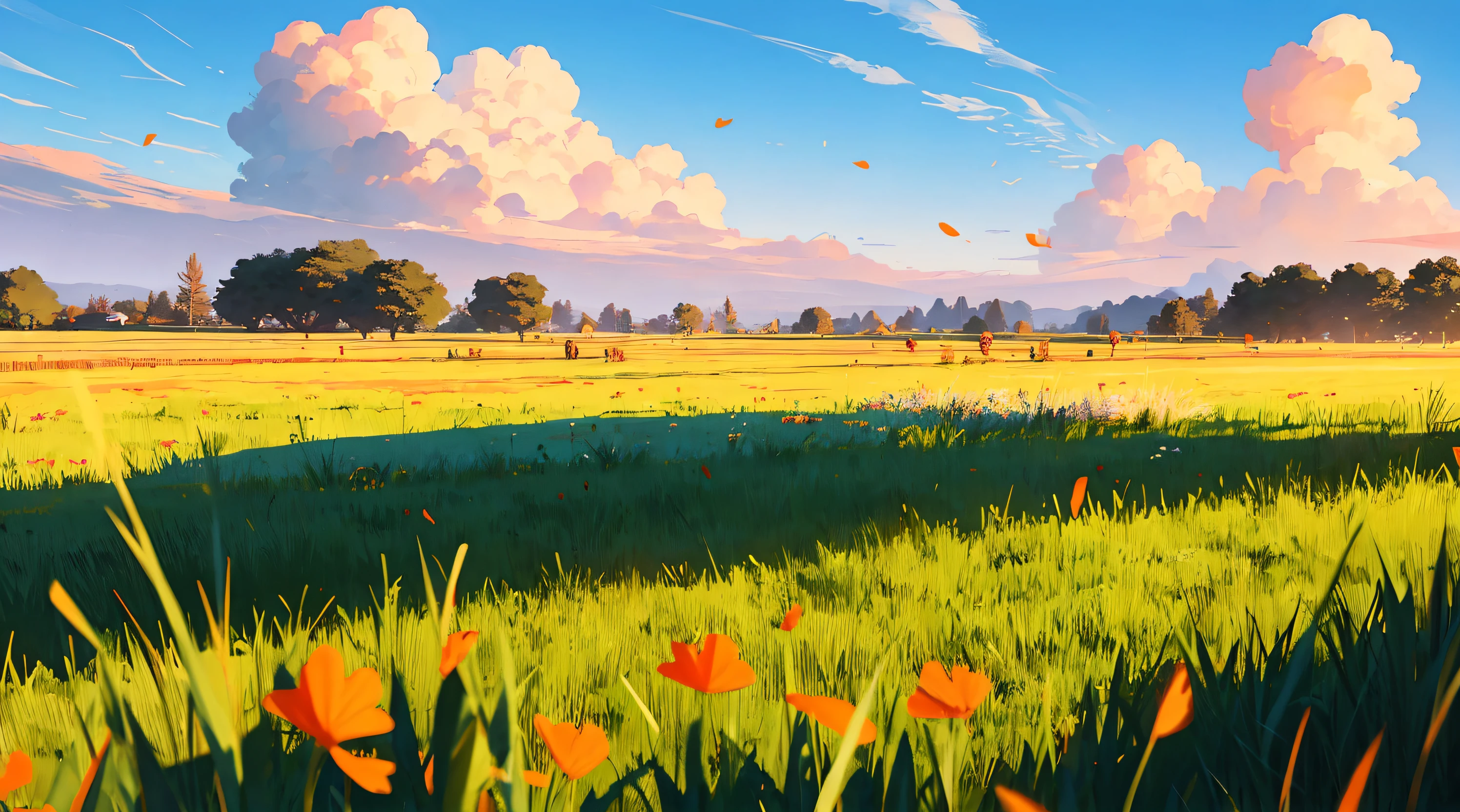 （field grass），and the sun was shining brightly，Blind box toy style，large scene，scenecy，电影灯光，the good，hyper HD，tmasterpiece，A high resolution，Best quality，8K