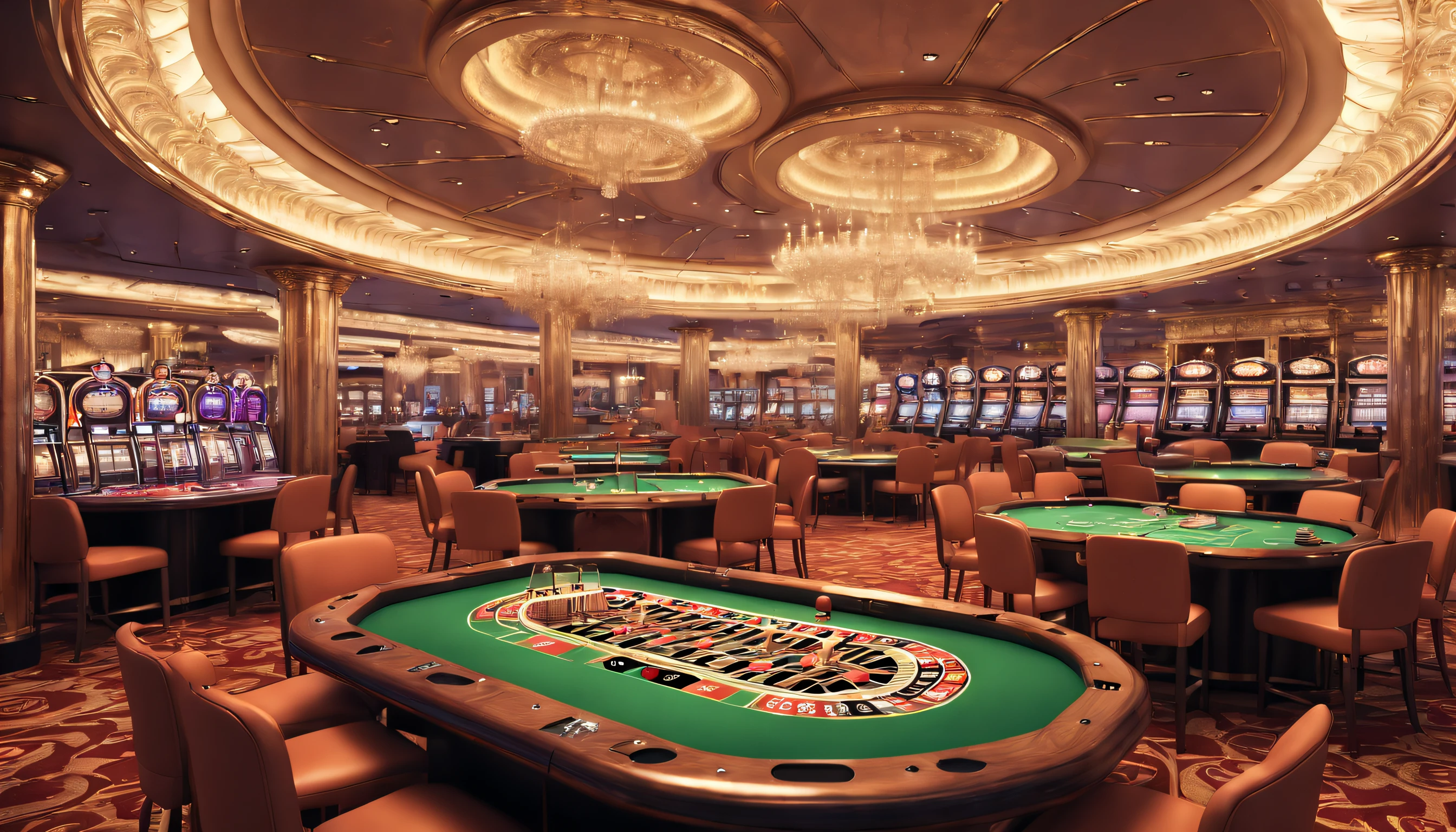 (Best Quality,8K,high resolucion;,Masterpiece:1.2),Ultra-detailed,(realisitic,Photorealistic,Realistis:1.37),Casino Background, elaborate,Excessive color,highly detaild, Luxurious environment, roulette
