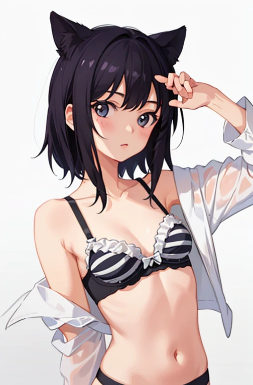 (masterpiece, highest quality, super detailed), (sumika), 1girl, slim legs, collarbones,  (small hips:1.2), short hair, black hair, (big breasts:1.6), raised, Wet , Sweat, beautiful face, (Big eyes:1.5), cute, fog, (teenage:0.6), school, (purple string only micro bikini top), (purple string only micro bikini bottom:1.2), (covered nipples:1.2), (cameltoe:1.2), standing, arms behind back