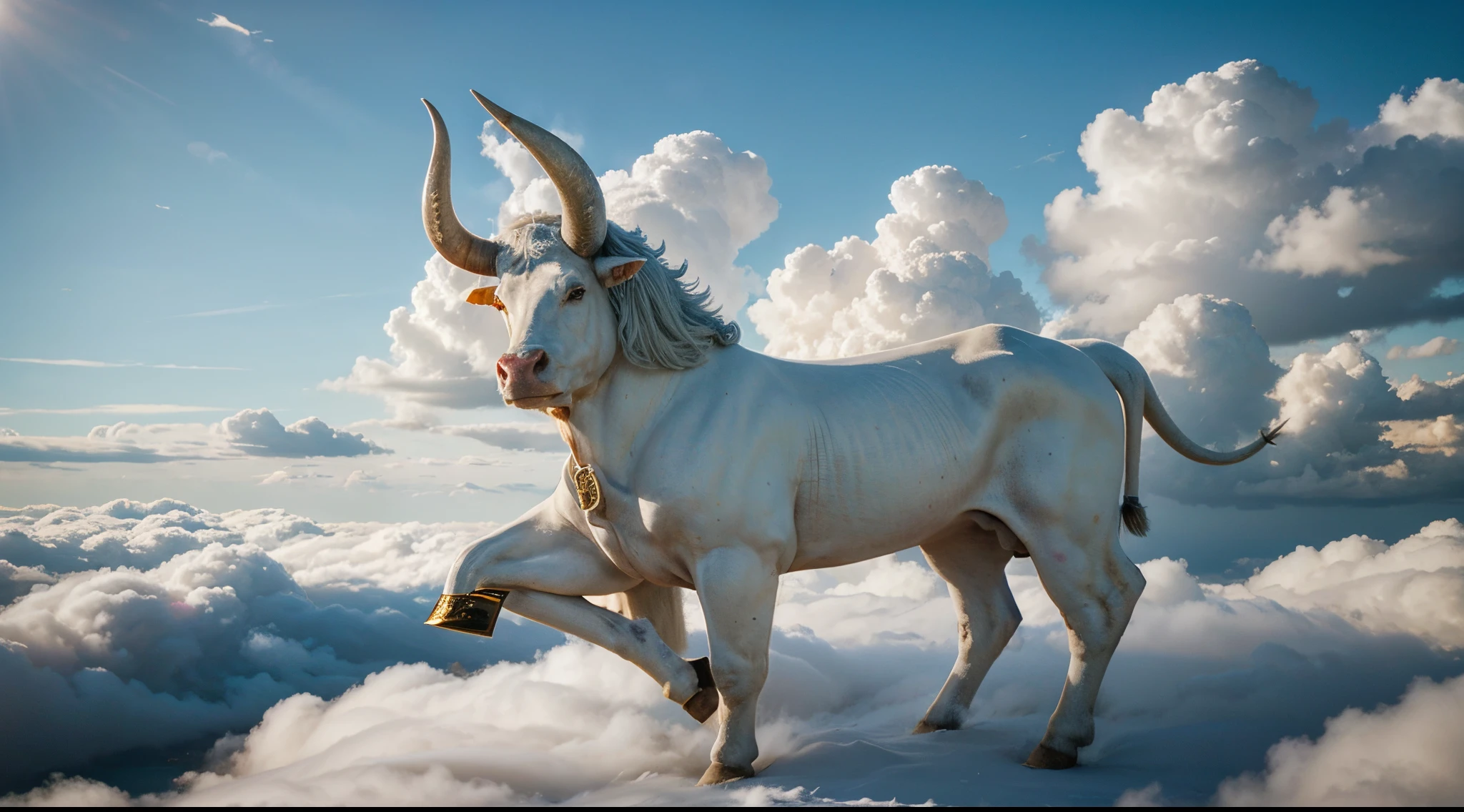 Generate an image illustrating the Minotaur as the offspring of Pasiphae, the queen of Crete, and a white bull