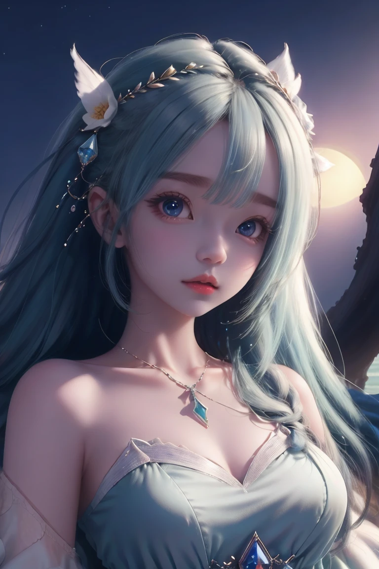 garota de cabelo azul, uma garota na floresta, fantasy movie poster, garota de cabelo azul, garota em uma floresta ao anoitecer, por do sol, Jinx de Arcane