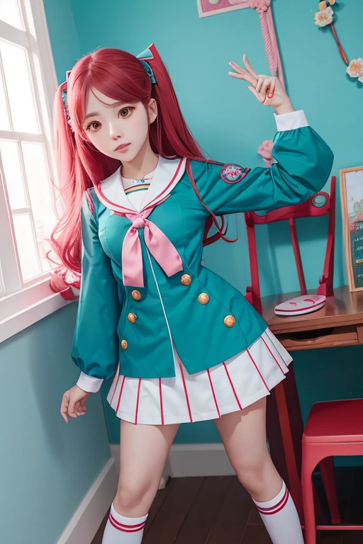 Red araffy girl poses for a photo, belle delphine, ulzzang, Teal uniform, full body xianxia, sha xi, Sea - white and purple clothes.., Sailor uniform, 8.9, JK Uniform, tiffany, Tiffany Style, With teal clothes, kawaii:2, park ji-min, jaeyeon nam, magic school uniform