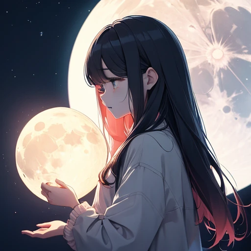 The moon is beautiful, isn't it?、Can I cry a little?？