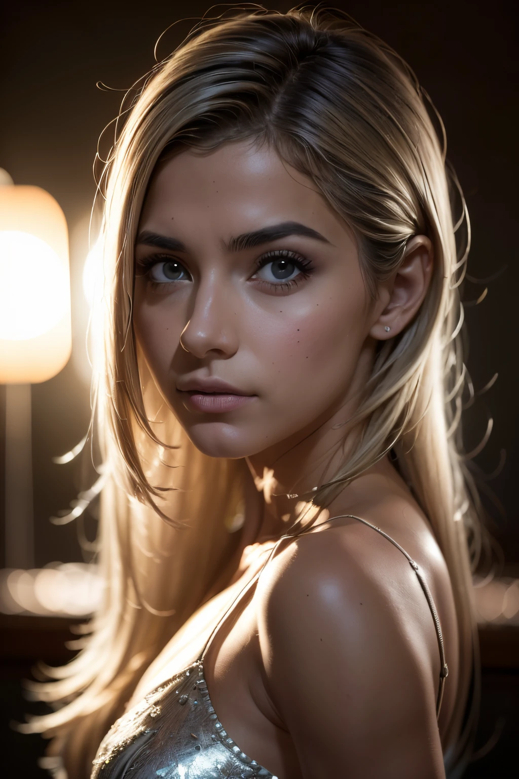 Foto de uma jovem europeia de 20 anos, .RAW, Beautiful woman, (cabelos loiros ondulados extra longos), ((retrato)), ((Rosto detalhado:1.2)), ((rosto detalhado pele detalhadamente detalhada), pale skin, , wrapped in a sheet, ambiente do quarto, sentado na cama, (cor fria), humid, humid, Reflective piece) (perfectly proportions)(fotos realistas)(best quality) (circunstanciado) fotografado em uma Canon EOS R5, Lente 50mm, F/2.8, NFFSW, (8k) (papel de parede) (Cinematic lighting) (dramatic lighting) (foco nítido) (Complicado) moda, De cima