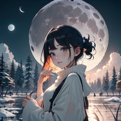 The moon is beautiful, isn't it?、Can I cry a little??？