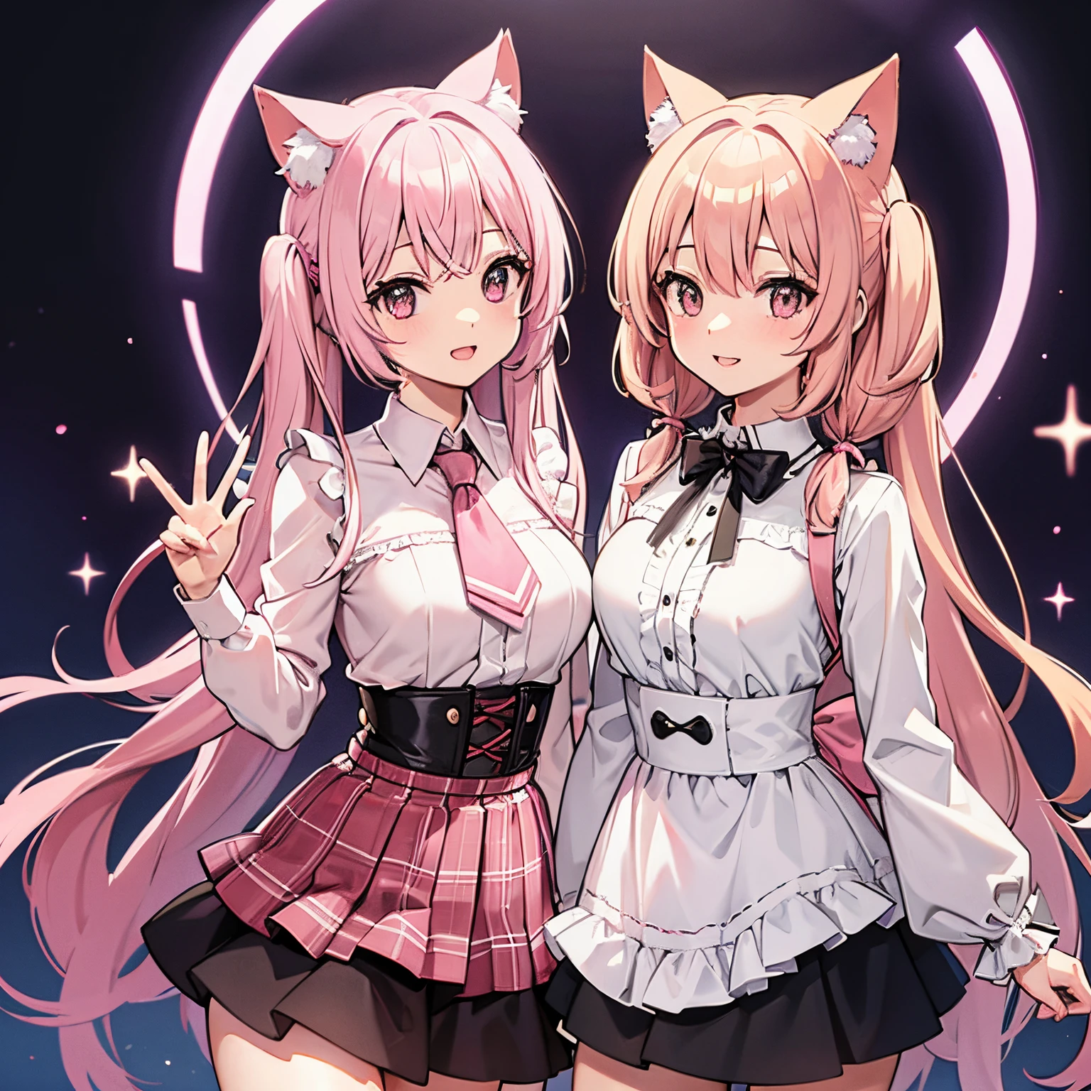 light pink hair cat ears idol cute twintails