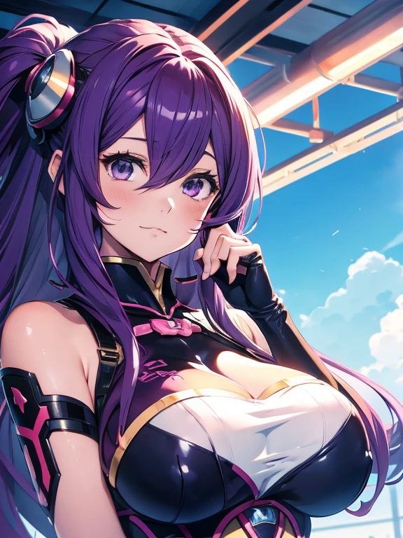 Anime girl with long purple hair and pink gloves, anime manga robot!! Anime Girl, Marin Kitagawa Fan Art, (Anime Girl), Anime Moe Art Style, Anime Style, Anime Best Girl, Anime !!!!!!!!!!!!!!!, Zero Chan Art, Anime Girl, Cute Anime Manga Style, Anime Art Style, Cute Anime Girl [Guess no Ko], Yokoyari Mengo, Idol Singer, Blue Sky, Sunset