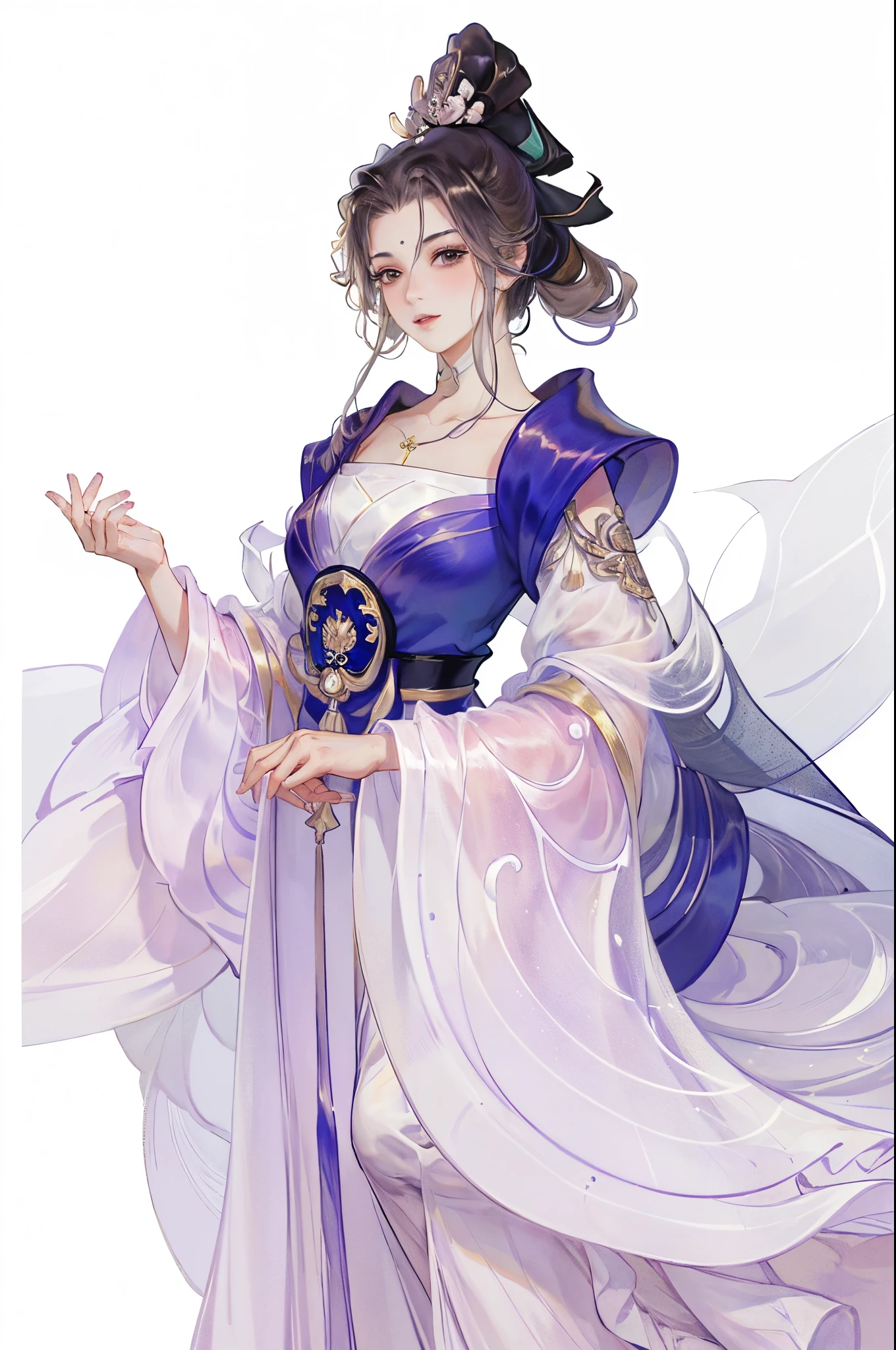 (((tmasterpiece, Best quality, 超高分辨率, CG unified 8K wallpaper, Best quality at best, ultra - detailed, ultra HD picture quality))), 1 girl, cabelos preto e longos, game fairy, peach blossom decoration, Hanfu, yarn, flowing gauze, jewely, ((Colorful)), Nice face, beautidful eyes, Beautiful hairstyle, Beautiful costumes, Structurally sound