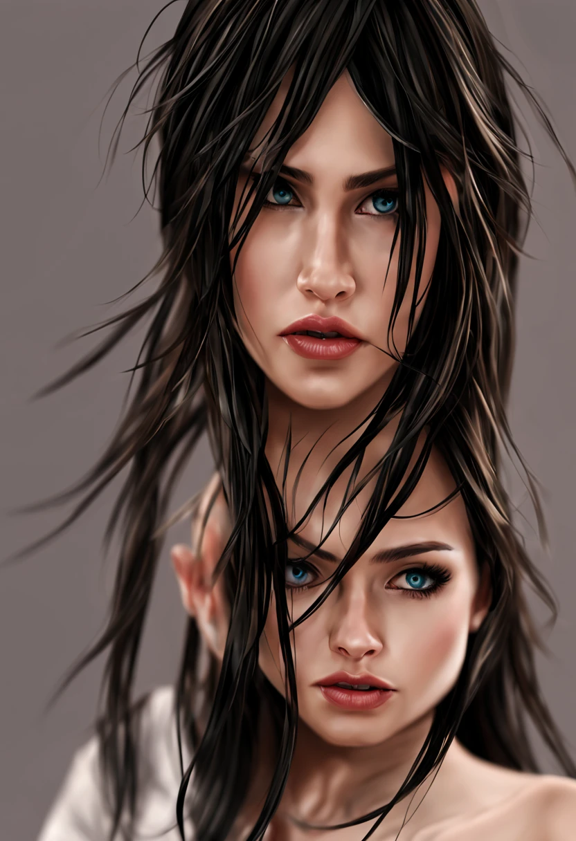 Hyper photo realistic epic Realism CG 8K, Hr giger tattooed sexy seductive 1 solo dead girl ,hyper realistic detailed perfect face, hyper detailed neon sapphire eyes, full body view,
