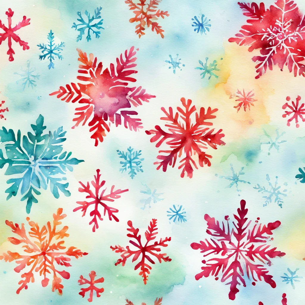 Christmas watercolor background with snowflakes