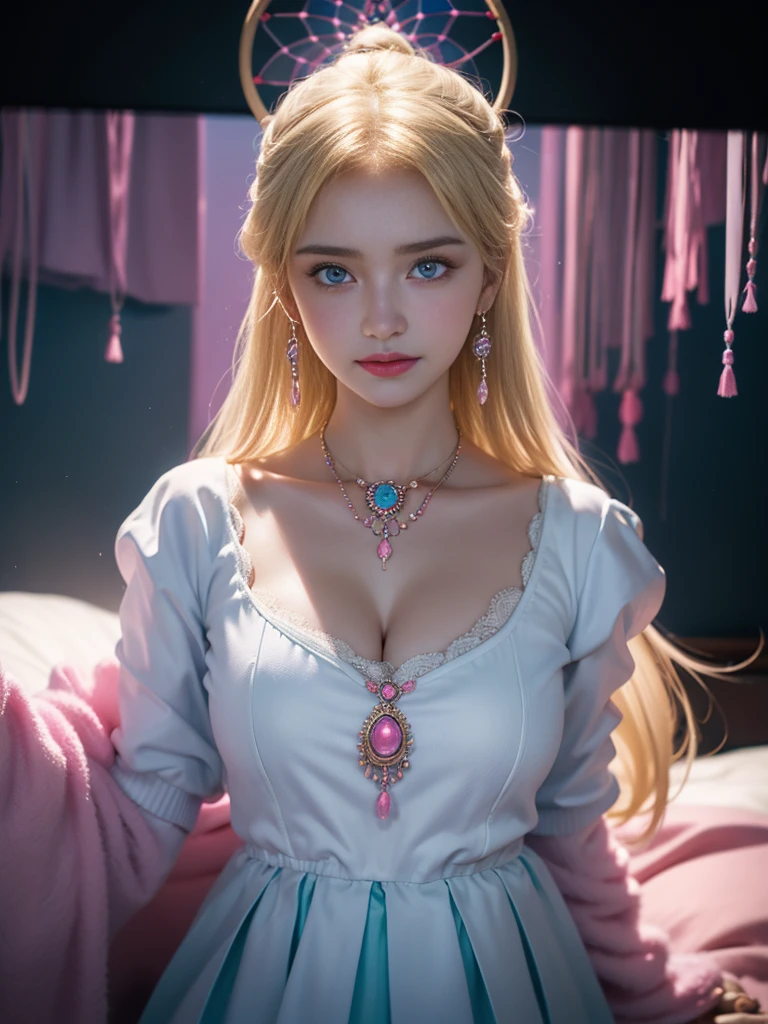 tmasterpiece,Highest image quality,super detailing,Best quality ,Extremely Delicately Beautiful, Very meticulous,Best quality, offcial art, extremely detaild的 CG unified 8k wallpapers, Ana de Armas portrait photo, blond hair blue eyes,Radiant skin and radiant eyes:1.1), pretty skin, lamplight, (Detailed lighting:1.2), (Beautiful and detailed light:1.3), Nice business suit, deep understanding, The beautiful, iintricate, digitial painting, smooth private parts, Focus sharp, The end of the world, Epic reality, (HighDynamicRange:1.4), captivating curves,(pastel colour:1.4), Bigchest,apocalyptic, giving up, com cores neutras, natta, Screen space refraction, (Complicated details, ultra - detailed:1.3), Dream Catcher Necklace,art stations, Cinema lenses, vignet, the complex background, buliding,Enchanted smile,detailed back ground,Dream catcher earrings in various colors,white colors,in pink,purpleish color,red colour,blue colors,orange colors,green color,cyan colors,),