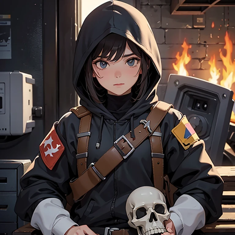 Soldier with skull mask and hood with Brazilian swastika