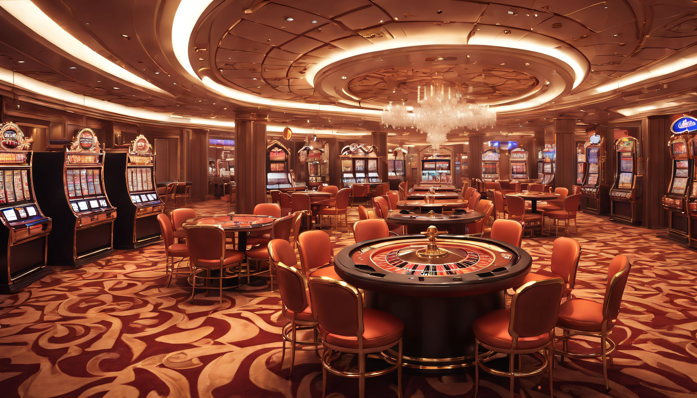 (Best Quality,8K,high resolucion;,Masterpiece:1.2),Ultra-detailed,(realisitic,Photorealistic,Realistis:1.37),Casino Background, elaborate,Excessive color,highly detaild, Luxurious environment, roulette