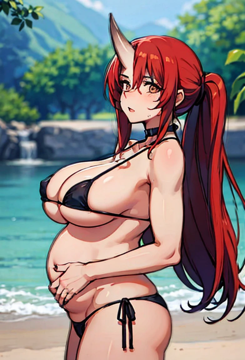 Two women having fun in public、strabismus:1,2、:1,2、NSFW:1,2、Lesbian Yuri:1,2、face flushed、Wear a bikini on the back、((natta))、oni horn,Pregnant women suffering from