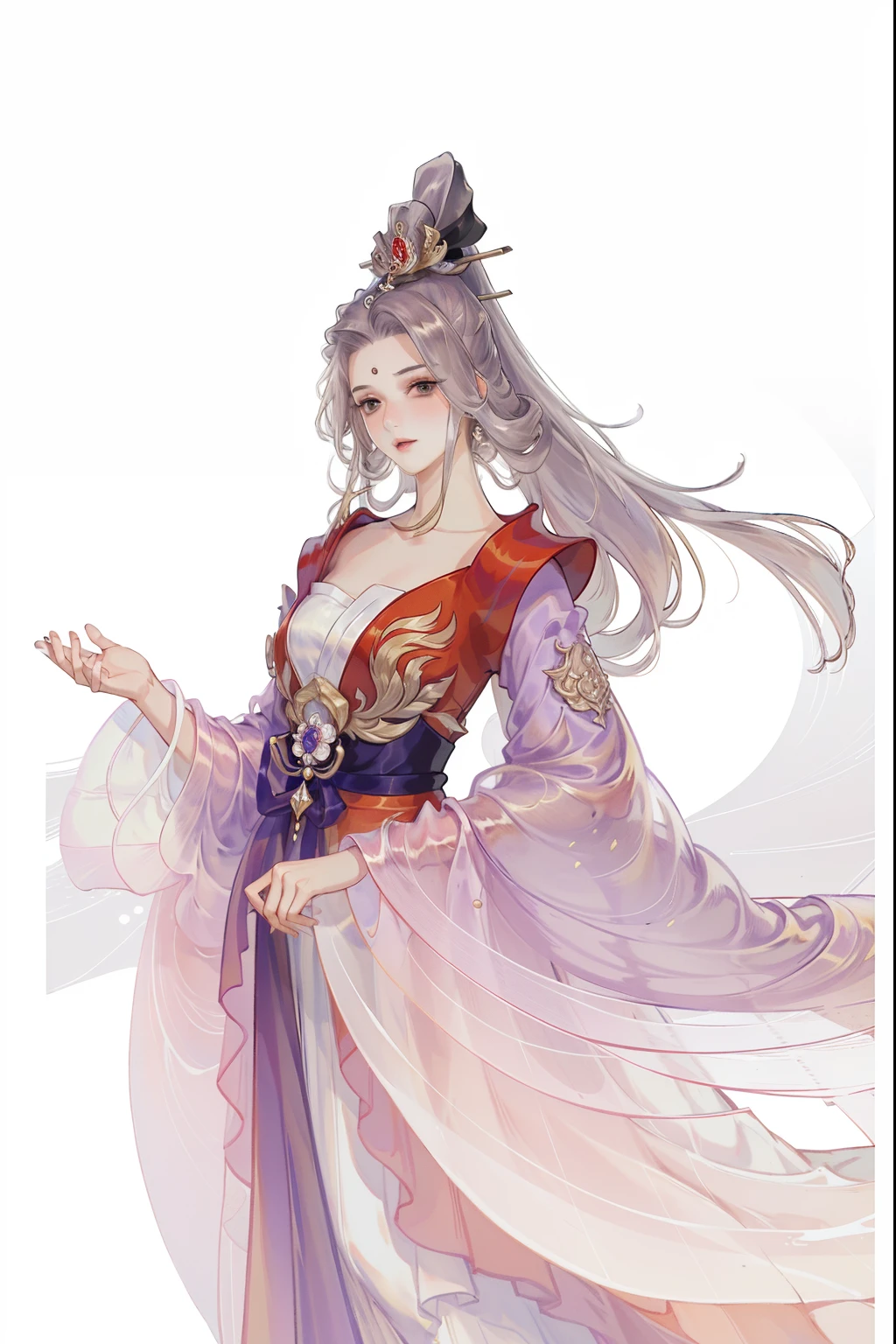 (((tmasterpiece, Best quality at best, 超高分辨率, CG unified 8K wallpaper, Best quality, ultra - detailed, ultra HD picture quality))), 1 girl, cabelos preto e longos, game fairy, at winter season, Cotton clothing, Fur collar, Furry coat, Hanfu, yarn, flowing gauze, Nice face, beautidful eyes, Beautiful hairstyle, Beautiful costumes, Structurally sound