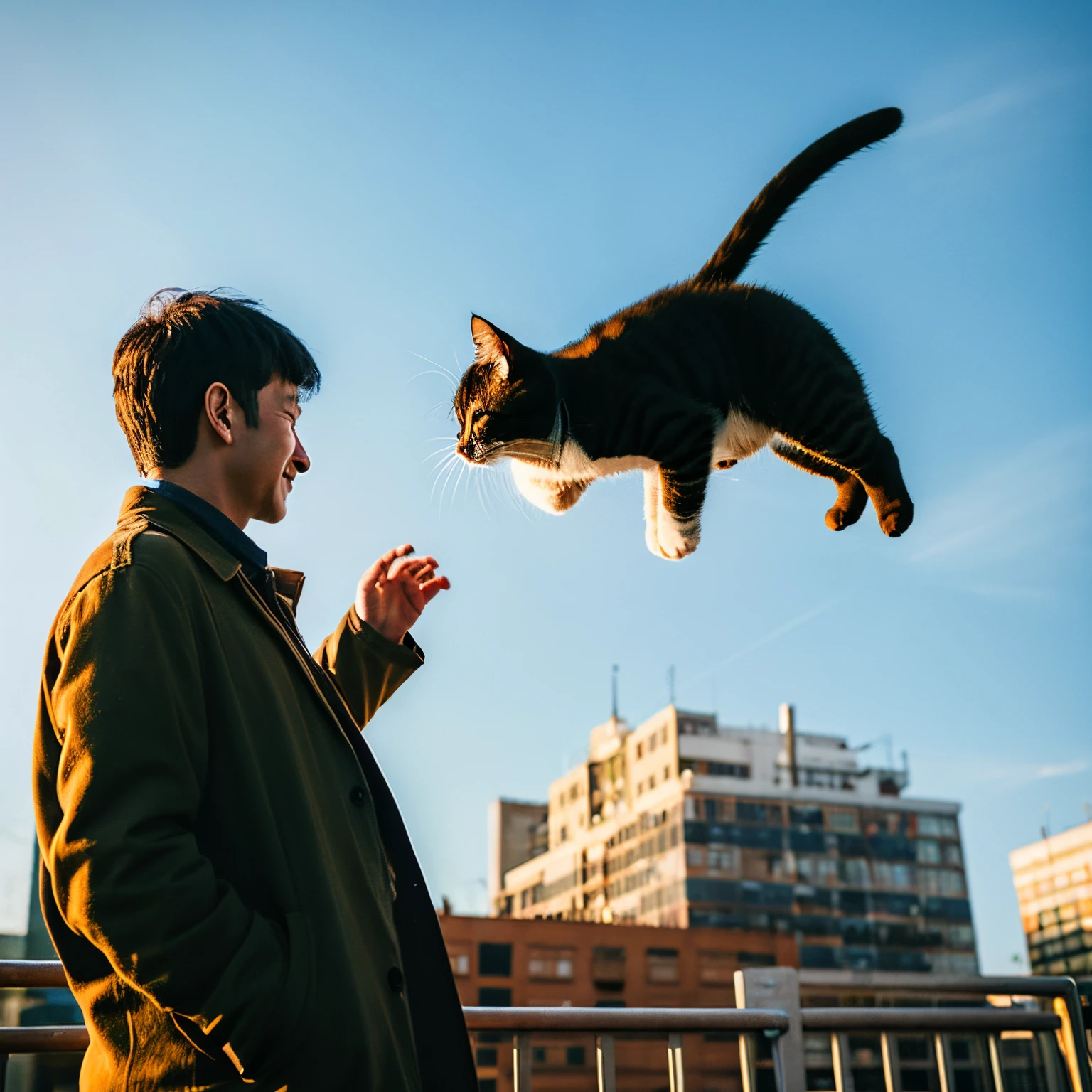 flying cat and old man
