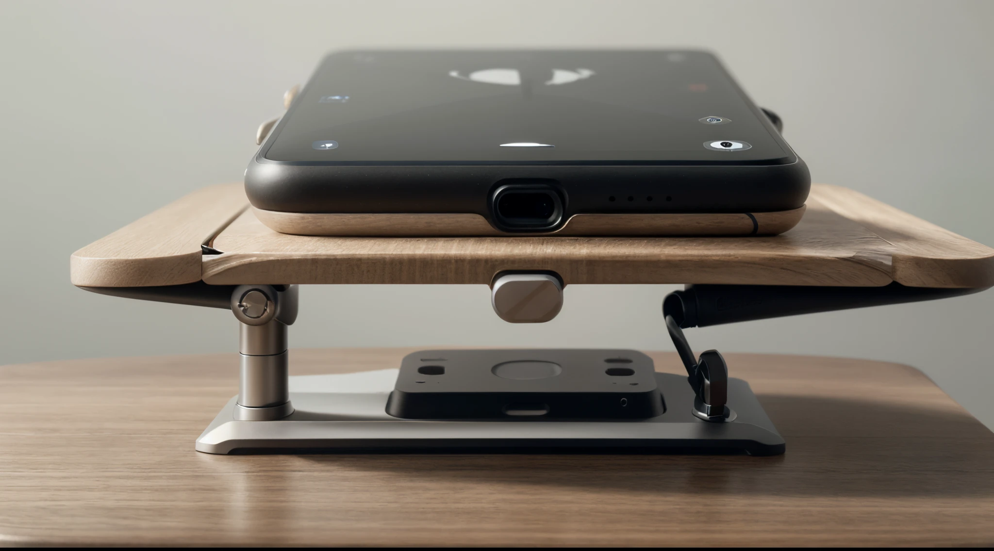 (best quality, high resolution), (realistic, photorealistic: 1.37), detailed, adjustable and rotating cell phone holder, desktop phone holder, cradle, dock, compatible with iPhone, long-lasting materials, modern design, construction Rugged, Easy to Use, Adjustable, Viewing Angle, Convenient Charging Port, Compact and Portable, Stable Base, Stylish and Fashionable, Ergonomic Design, Replaced Rubber Pads, Wide Compatibility, Flexible and Flexible, Seamless Integration with iPhone, Enhanced Durability , smooth edges, premium finish, 360-degree rotation, simple and elegant, high height, secure grip, space saving, versatile functionality, sophisticated craftsmanship, streamlined and minimalist, easy access to all features, practical and functional, user experience Stress-free navigation, easy to use.